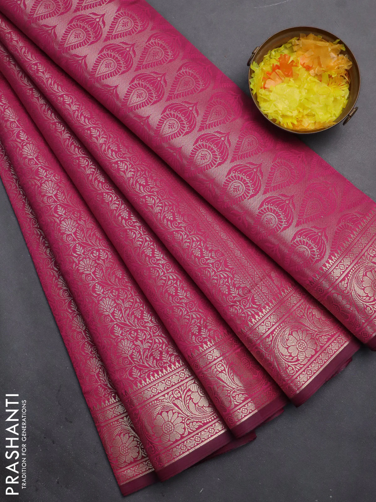 Semi soft silk saree pink with allover zari woven brocade weaves -Without blouse