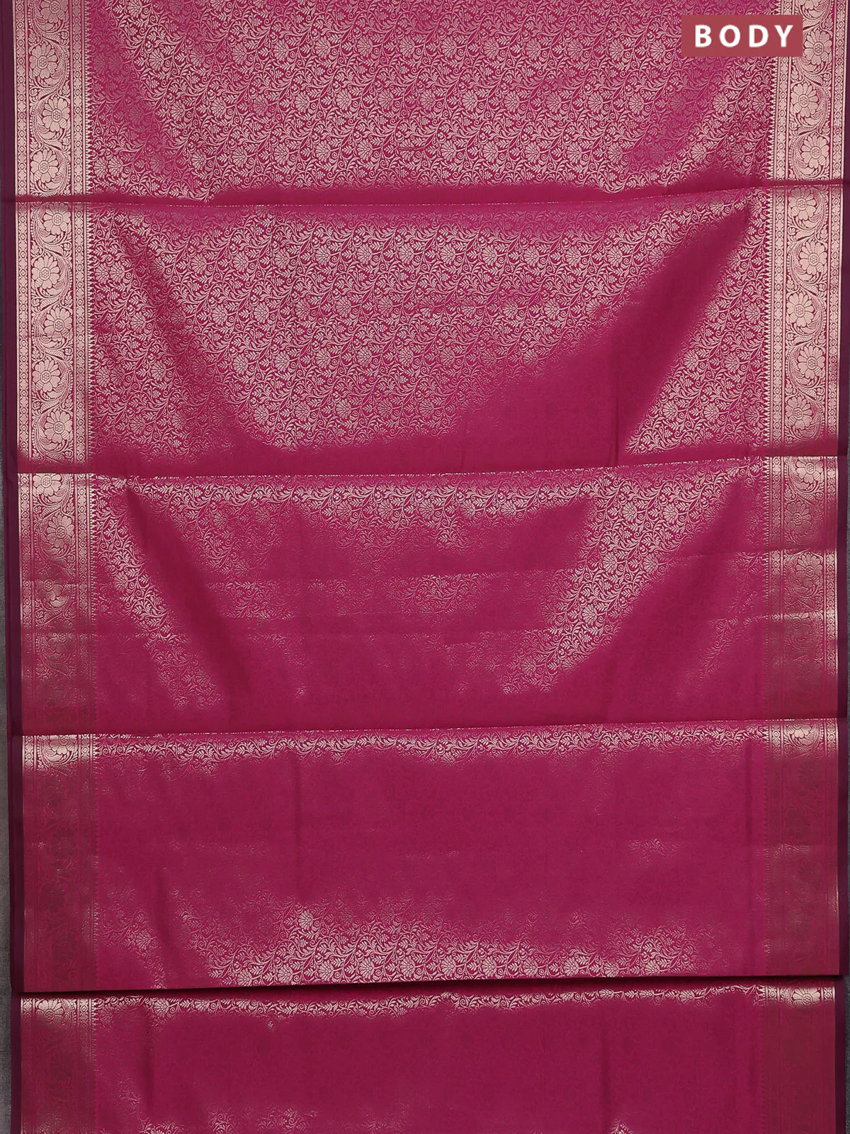 Semi soft silk saree pink with allover zari woven brocade weaves -Without blouse - Image 2