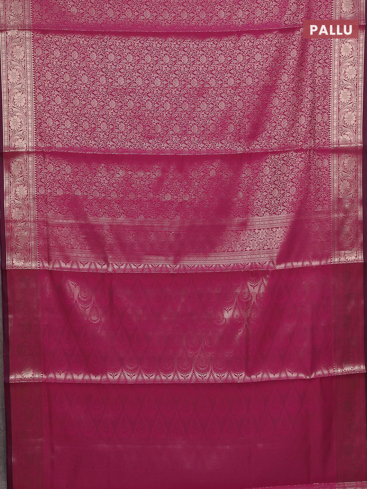 Semi soft silk saree pink with allover zari woven brocade weaves -Without blouse - Image 3