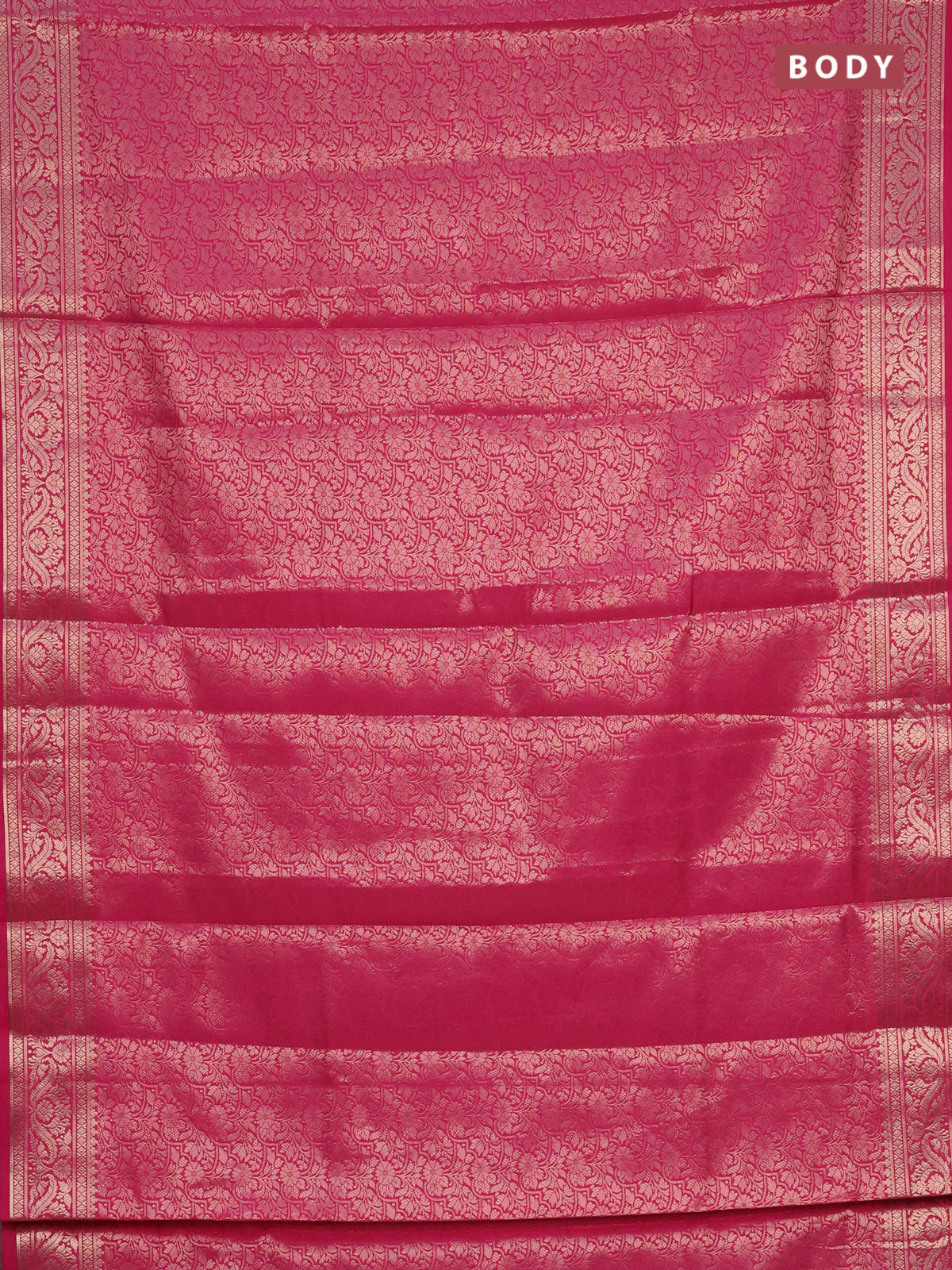 Semi soft silk saree pink with allover zari woven brocade weaves -Without blouse - Image 2