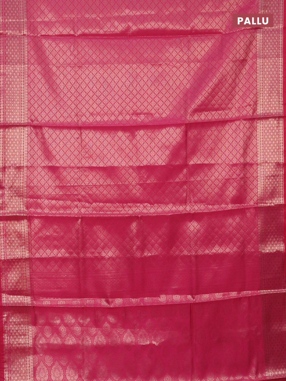 Semi soft silk saree pink with allover zari woven brocade weaves -Without blouse - Image 3