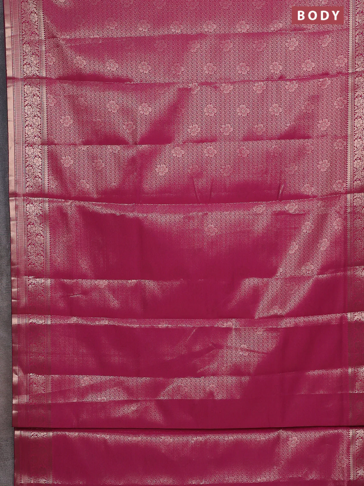 Semi soft silk saree pink with allover zari woven brocade weaves -Without blouse - Image 2