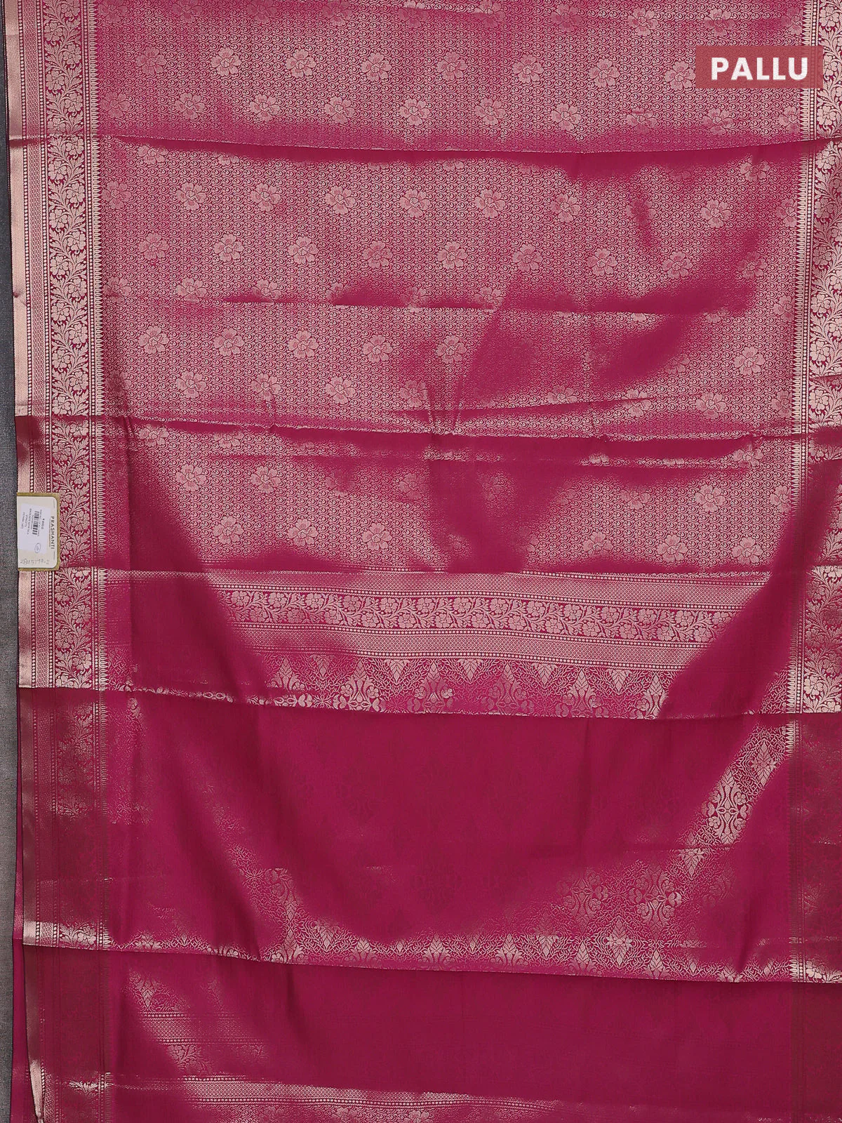 Semi soft silk saree pink with allover zari woven brocade weaves -Without blouse - Image 3