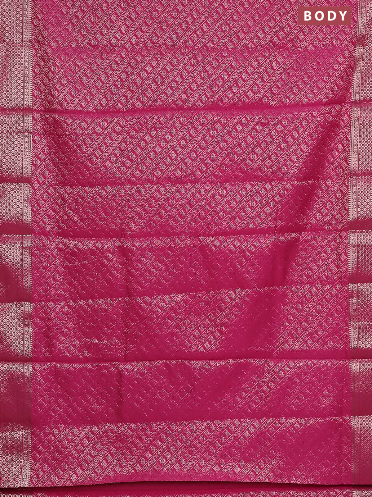 Semi soft silk saree pink with allover zari woven brocade weaves -Without blouse - Image 2