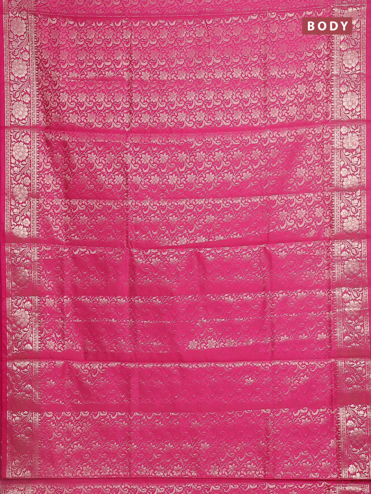 Semi soft silk saree pink with allover zari woven brocade weaves -Without blouse - Image 2
