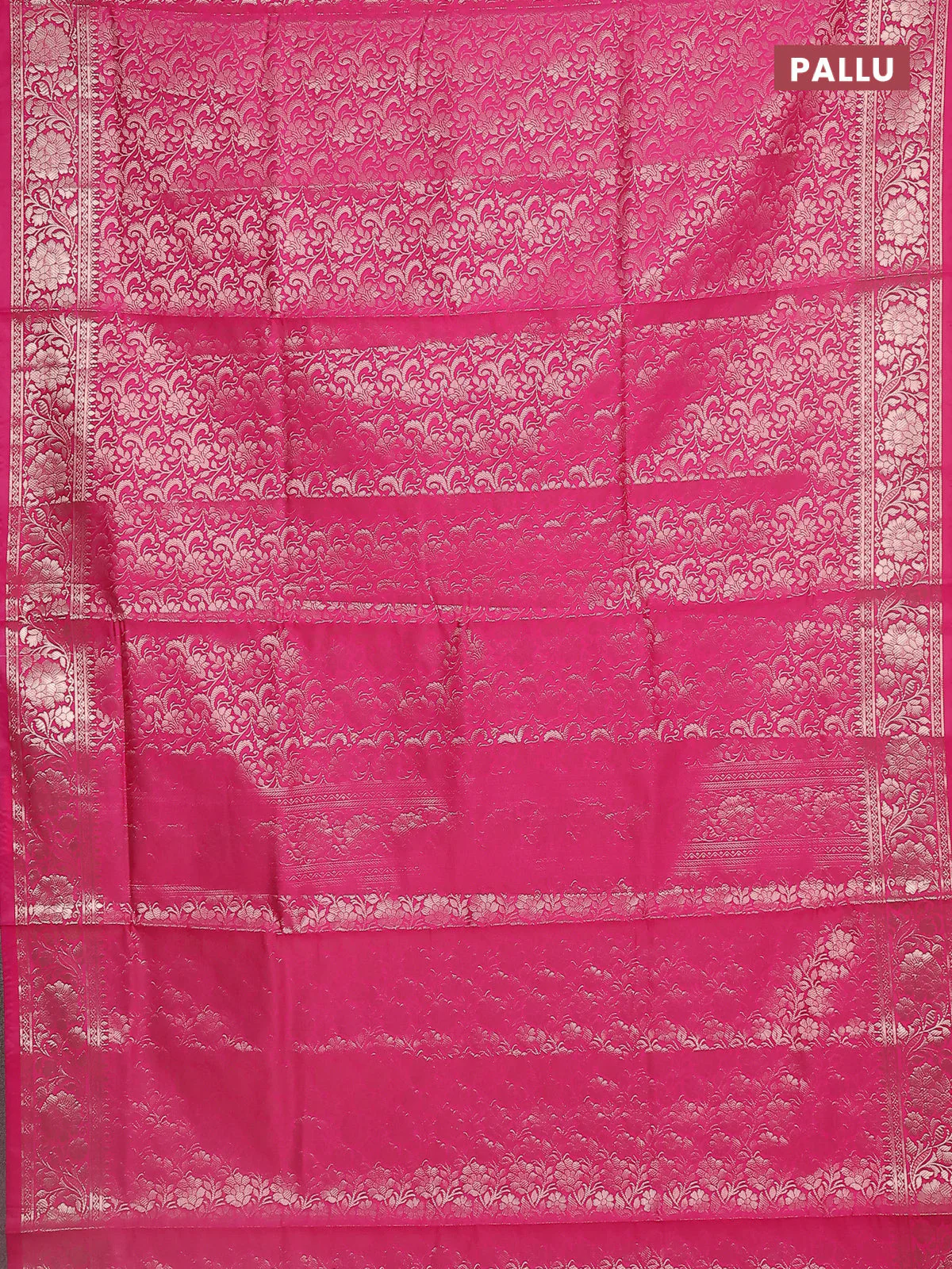 Semi soft silk saree pink with allover zari woven brocade weaves -Without blouse - Image 3