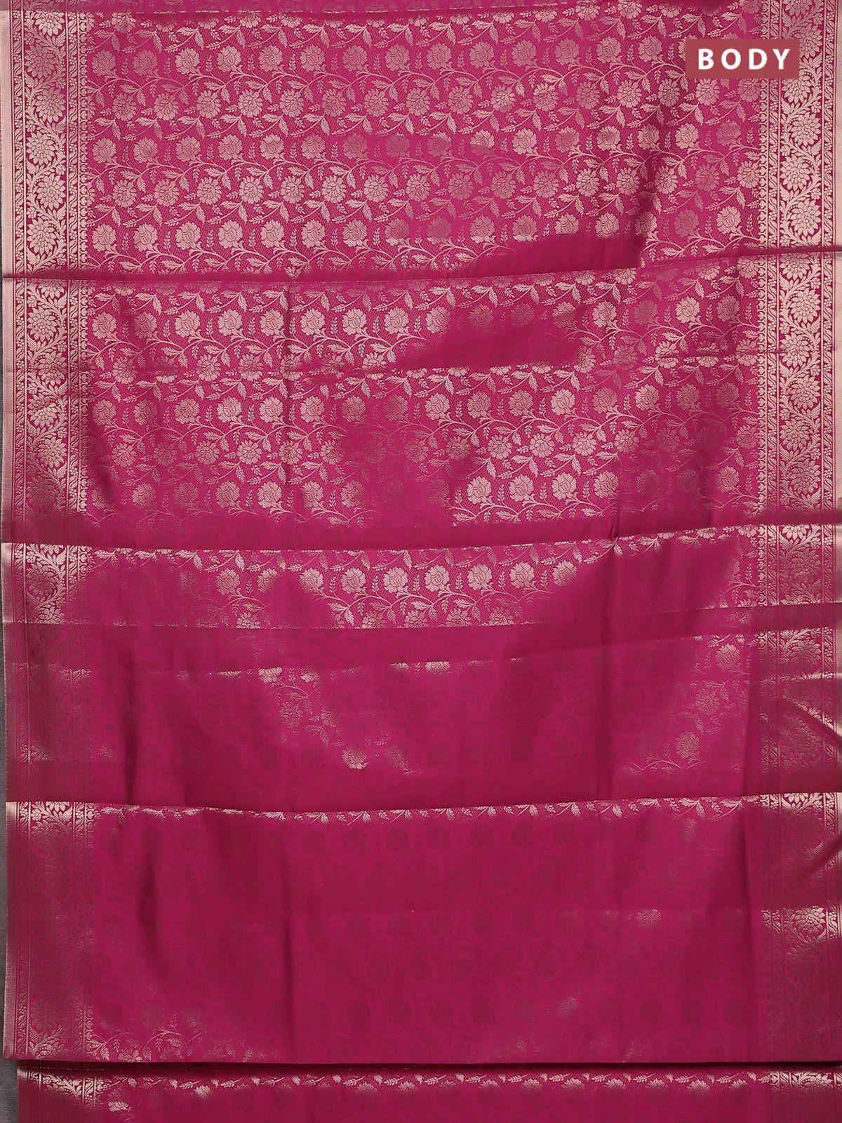 Semi soft silk saree pink with allover zari woven brocade weaves -Without blouse - Image 2
