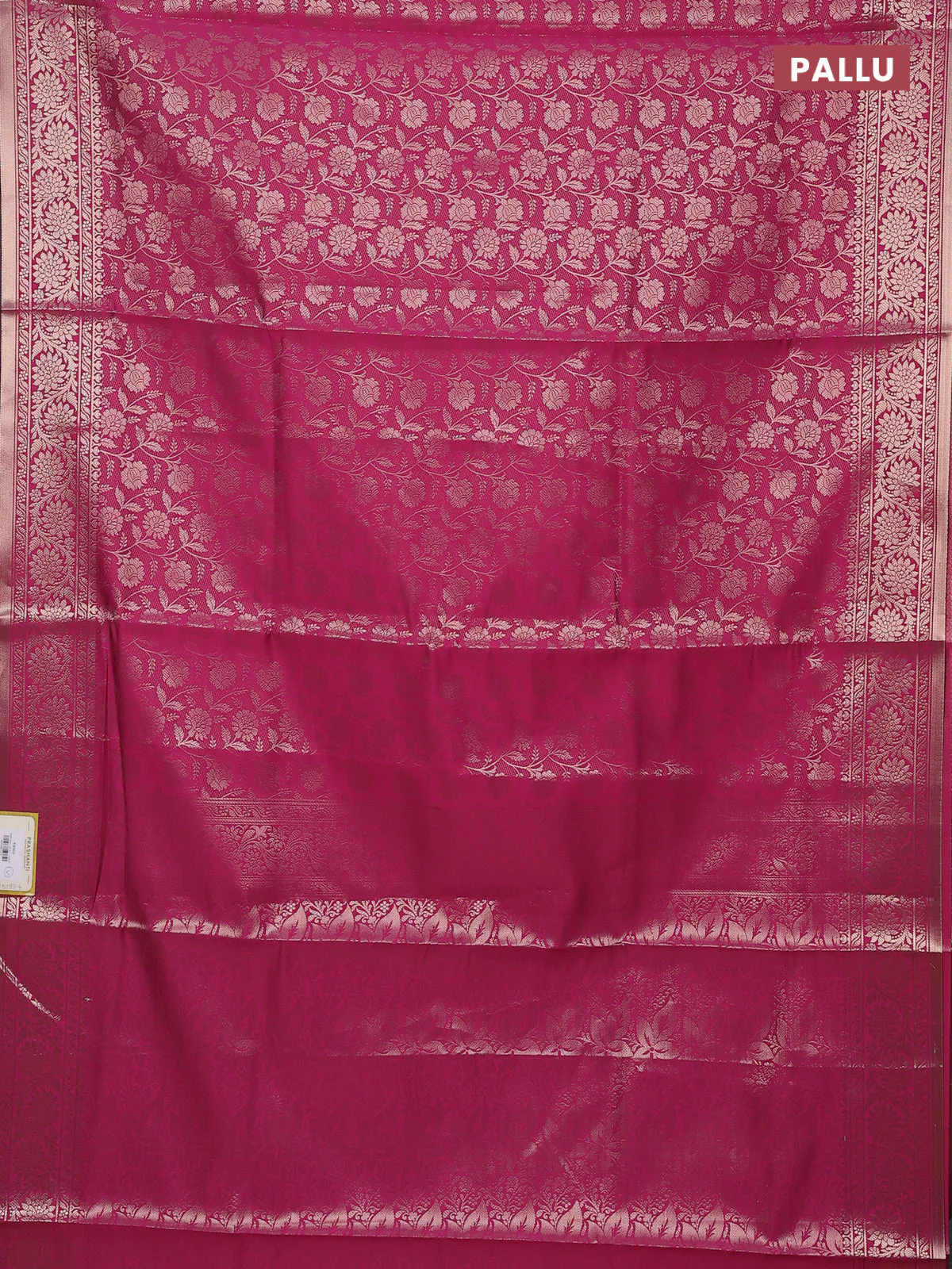 Semi soft silk saree pink with allover zari woven brocade weaves -Without blouse - Image 3