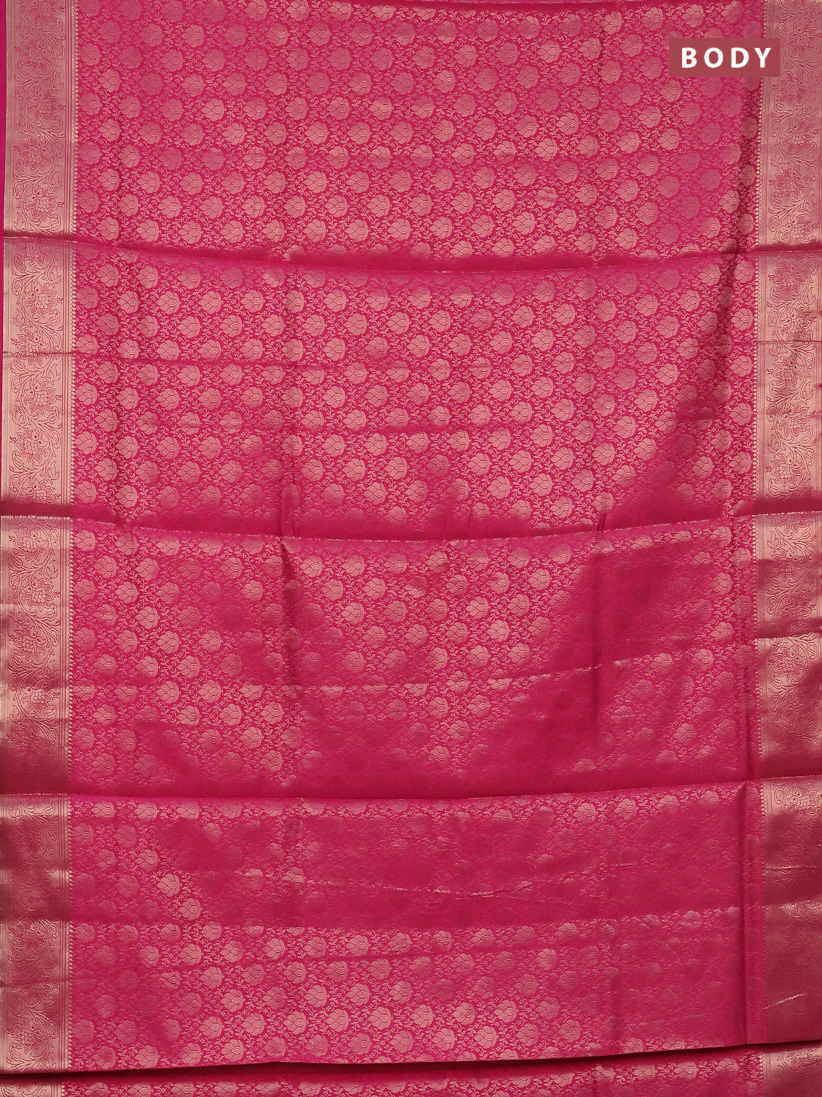 Semi soft silk saree pink with allover zari woven brocade weaves -Without blouse - Image 2