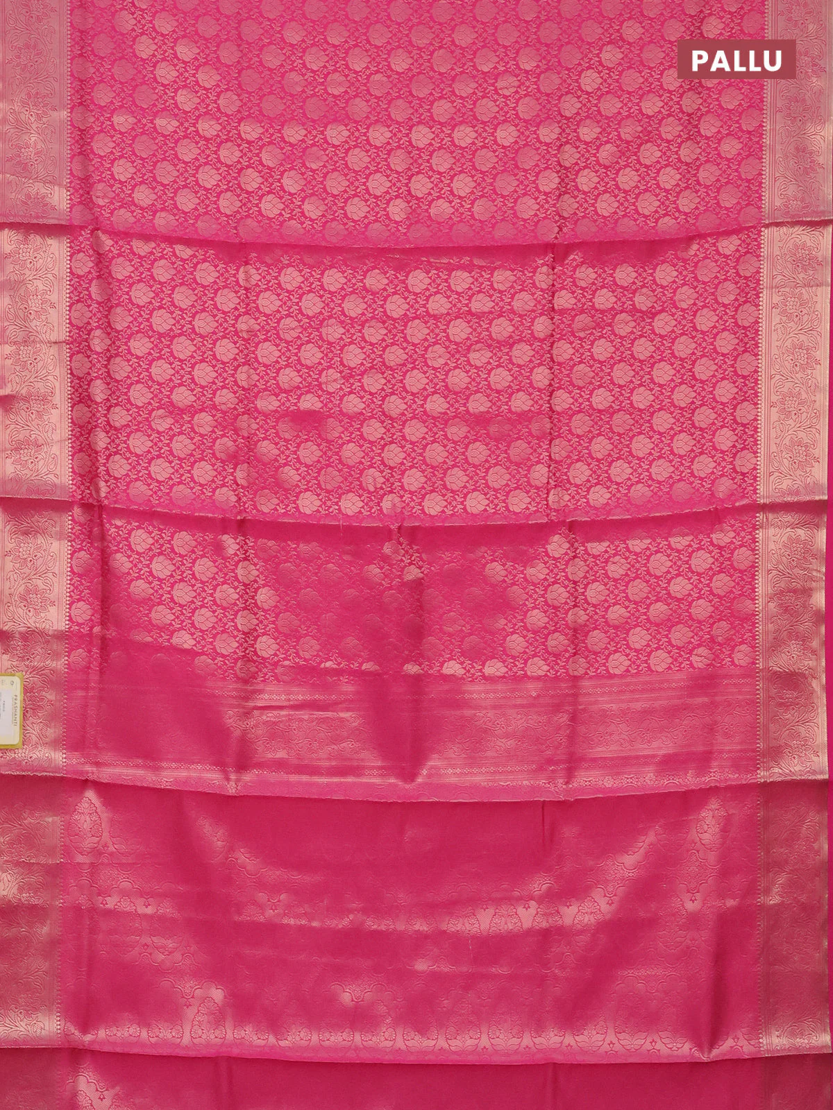 Semi soft silk saree pink with allover zari woven brocade weaves -Without blouse - Image 3