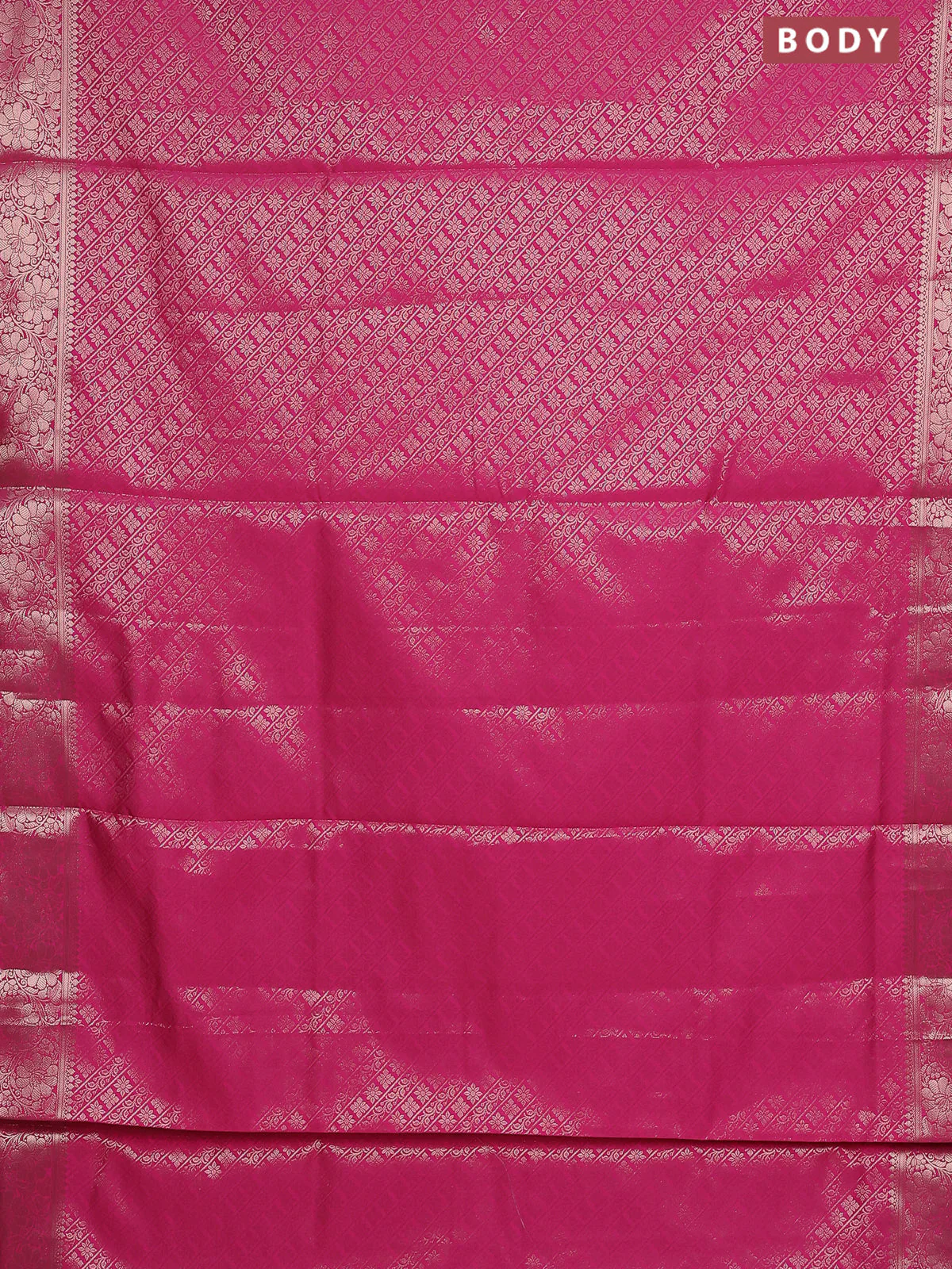 Semi soft silk saree pink with allover zari woven brocade weaves -Without blouse - Image 2