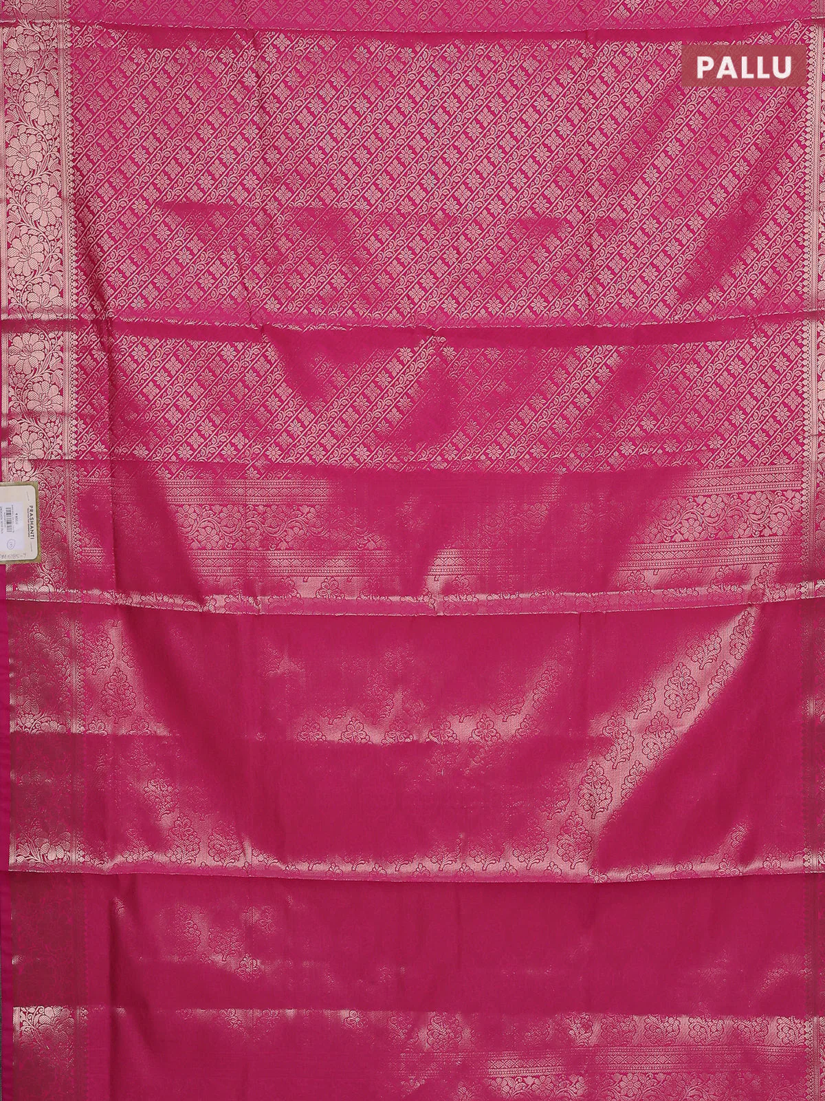Semi soft silk saree pink with allover zari woven brocade weaves -Without blouse - Image 3