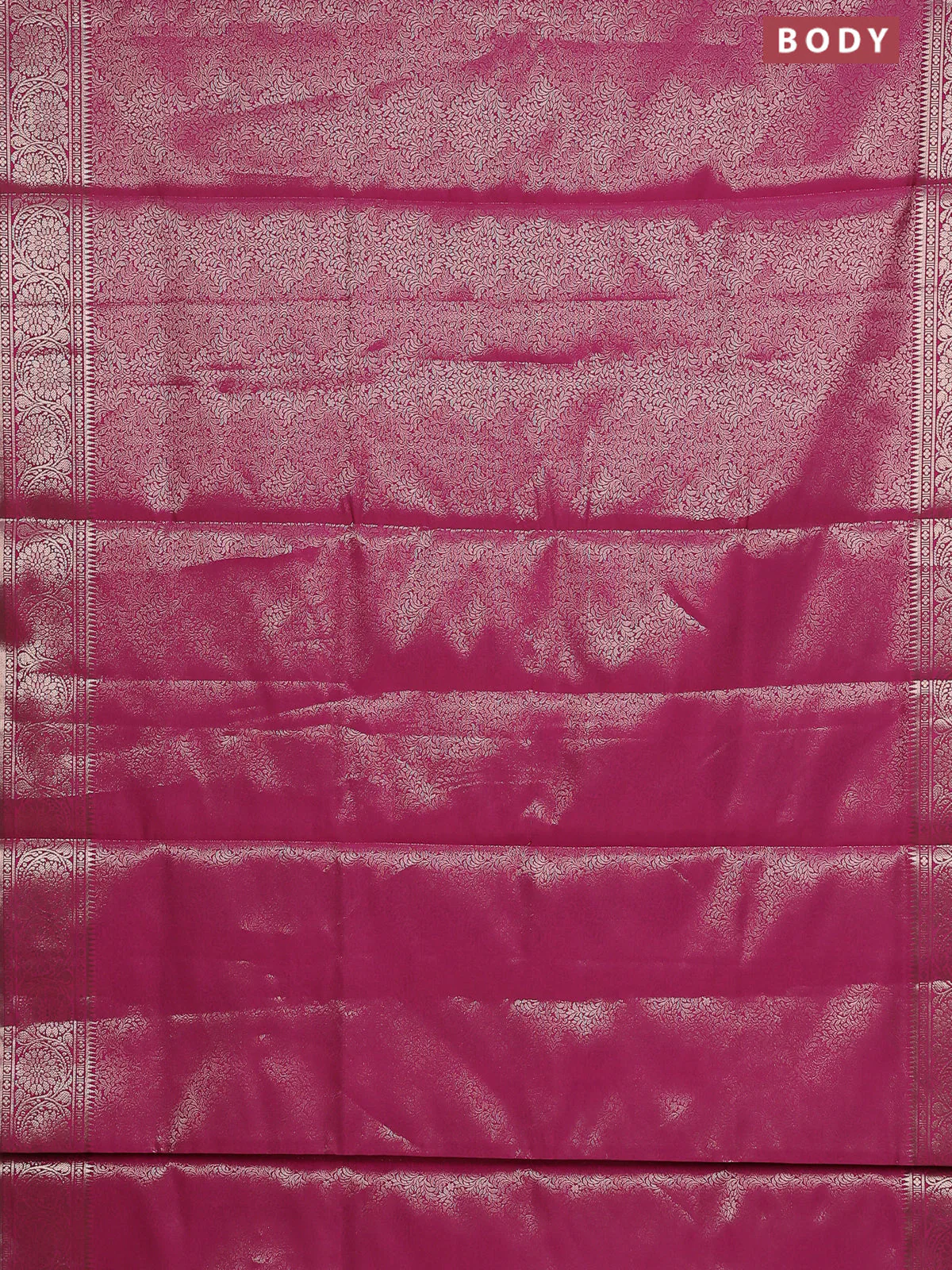 Semi soft silk saree pink with allover zari woven brocade weaves -Without blouse - Image 2
