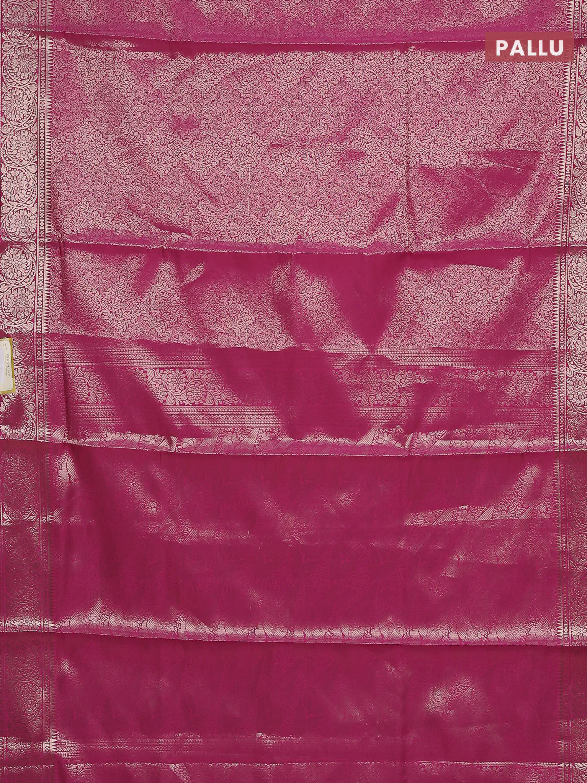 Semi soft silk saree pink with allover zari woven brocade weaves -Without blouse - Image 3