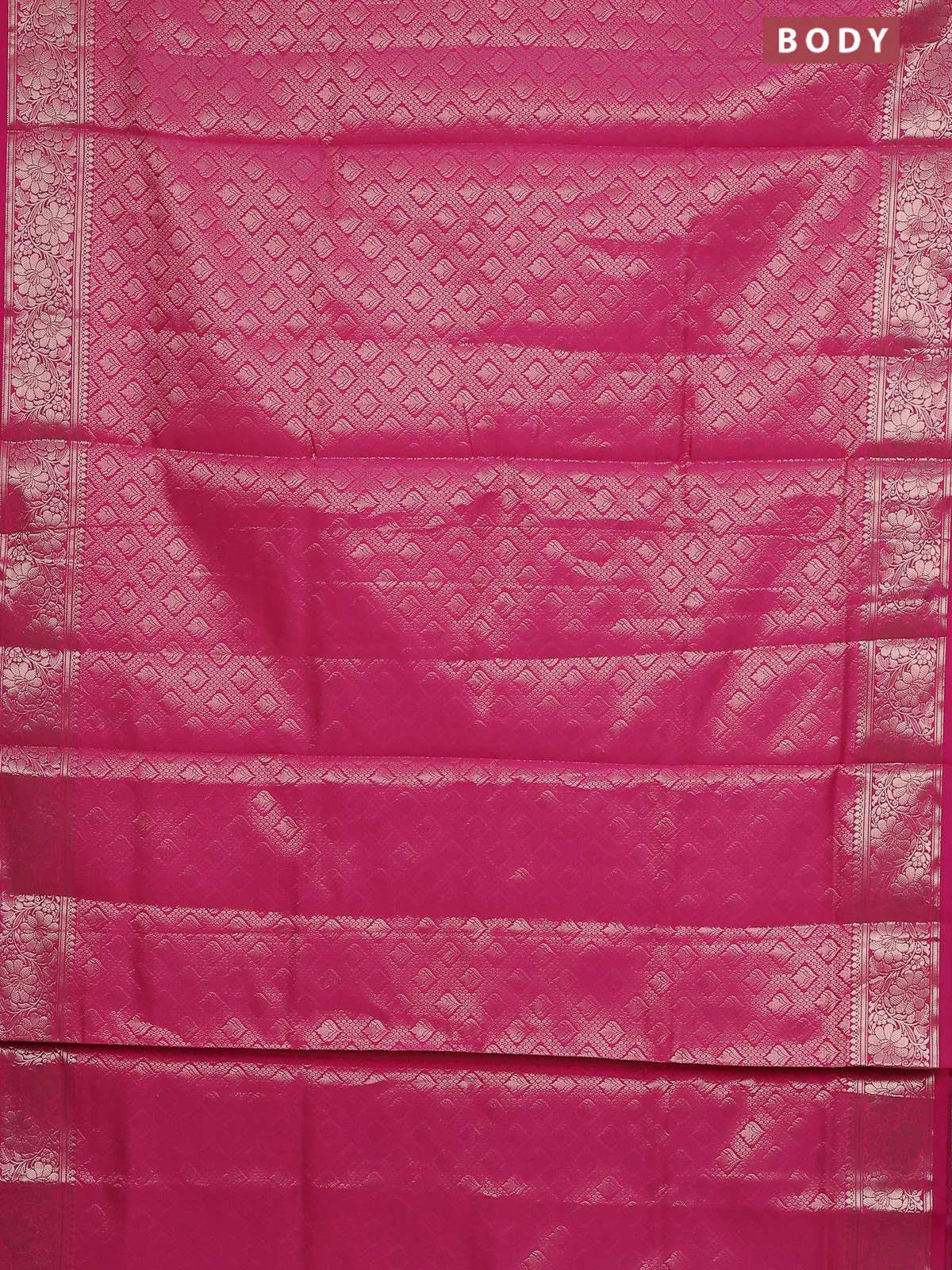 Semi soft silk saree pink with allover zari woven brocade weaves -Without blouse - Image 2