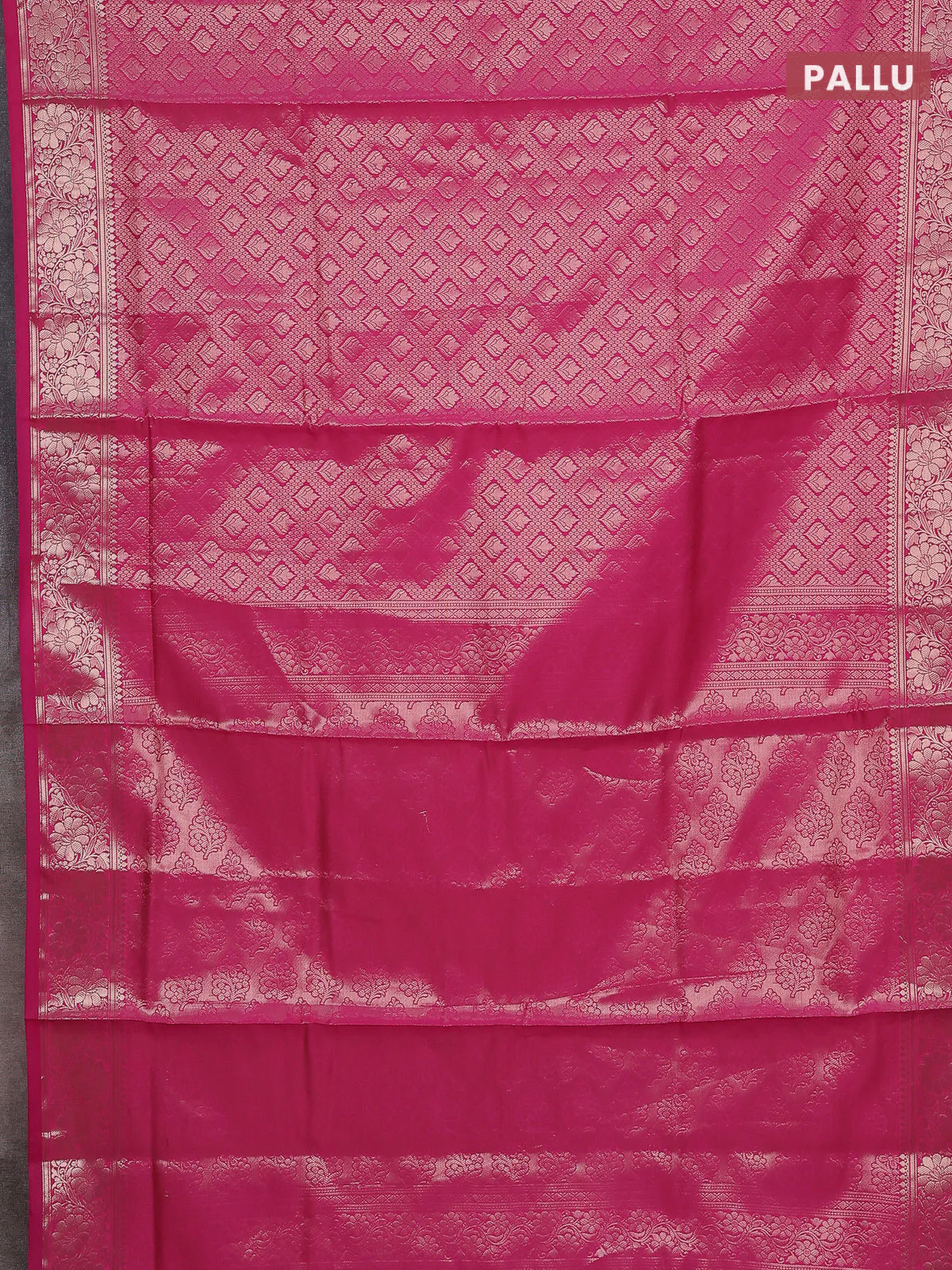 Semi soft silk saree pink with allover zari woven brocade weaves -Without blouse - Image 3