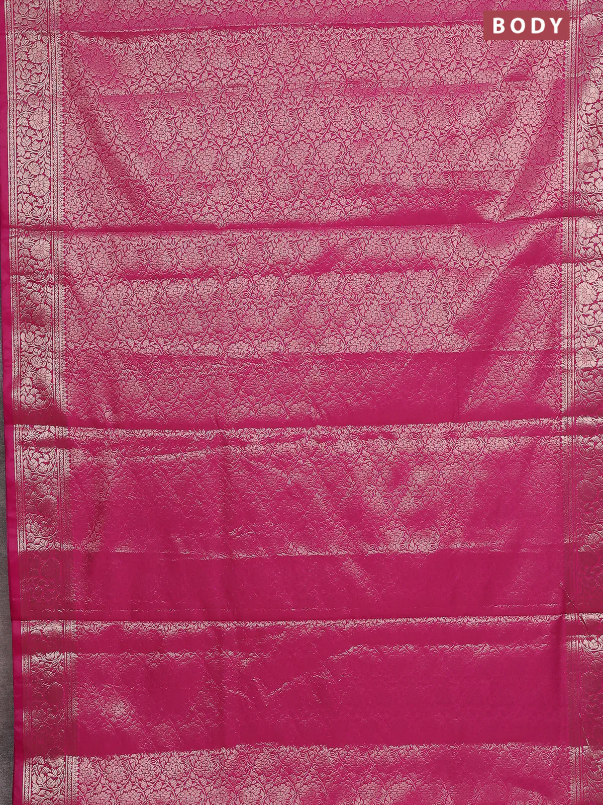 Semi soft silk saree pink with allover zari woven brocade weaves -Without blouse - Image 2