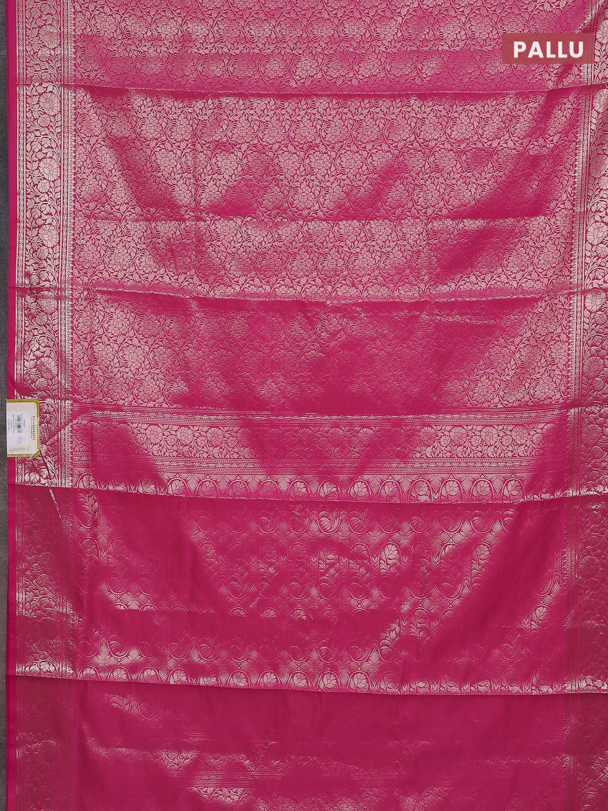 Semi soft silk saree pink with allover zari woven brocade weaves -Without blouse - Image 3