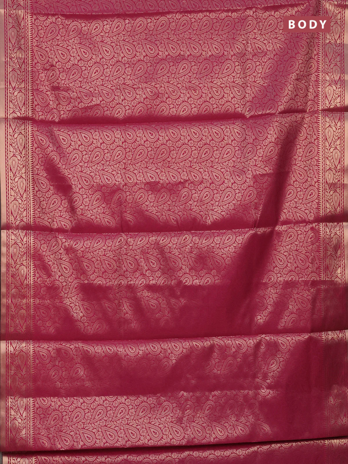 Semi soft silk saree pink with allover zari woven brocade weaves -Without blouse - Image 2