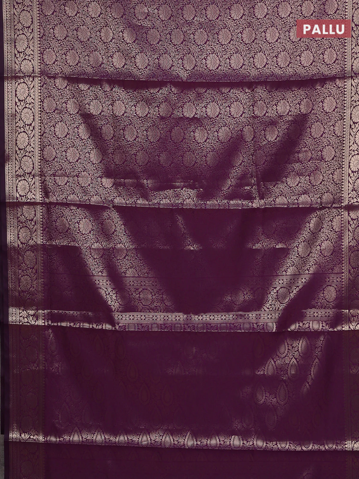 Semi soft silk saree purple with allover zari woven brocade weaves -Without blouse - Image 3