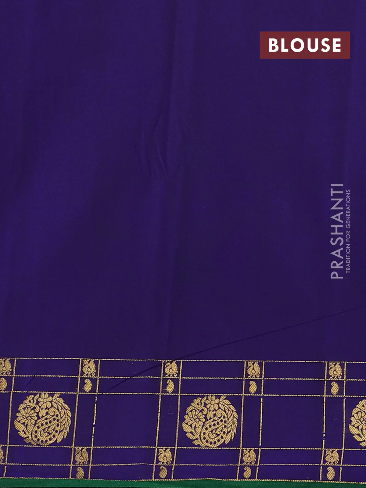 Semi soft silk saree rust shade and blue with allover zari woven buttas and zari woven korvai border - Image 3