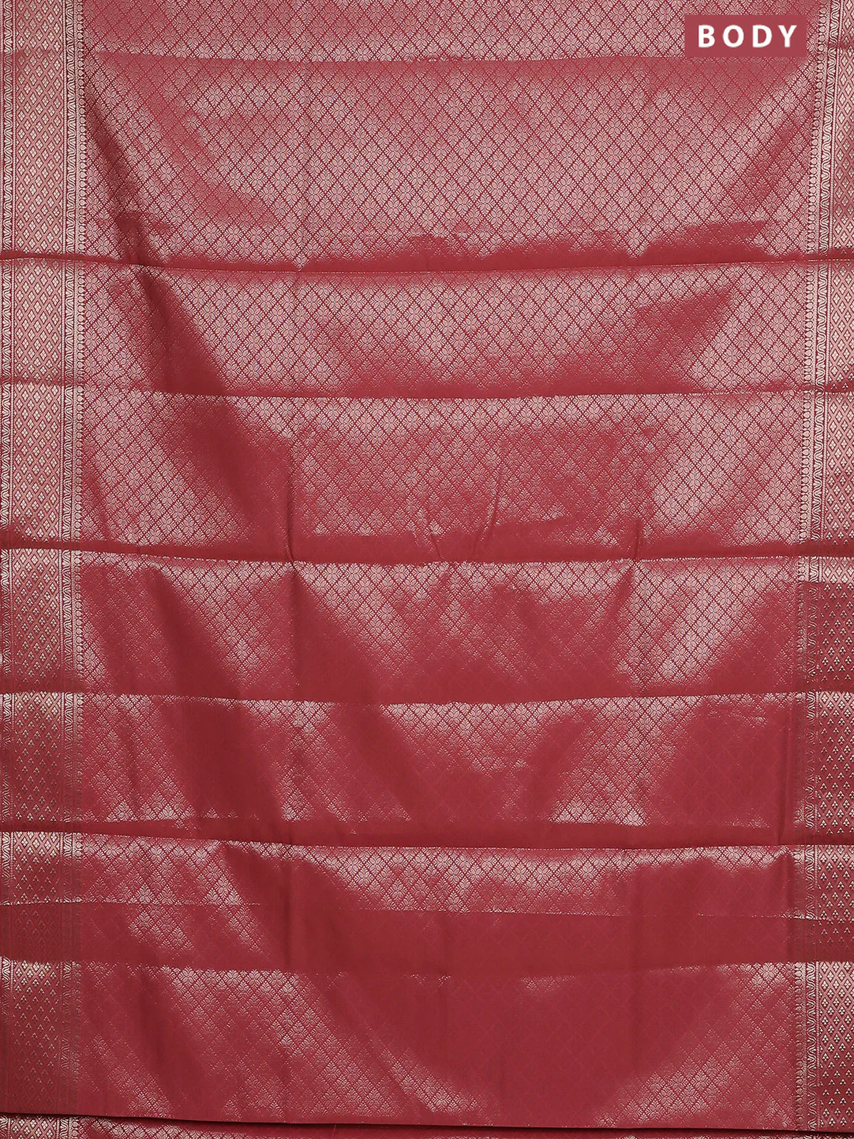 Semi soft silk saree rust shade with allover zari woven brocade weaves -Without blouse - Image 2