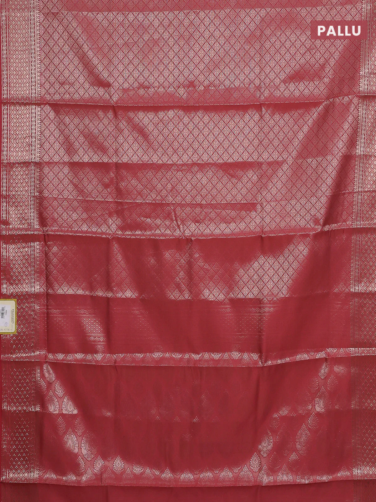 Semi soft silk saree rust shade with allover zari woven brocade weaves -Without blouse - Image 3