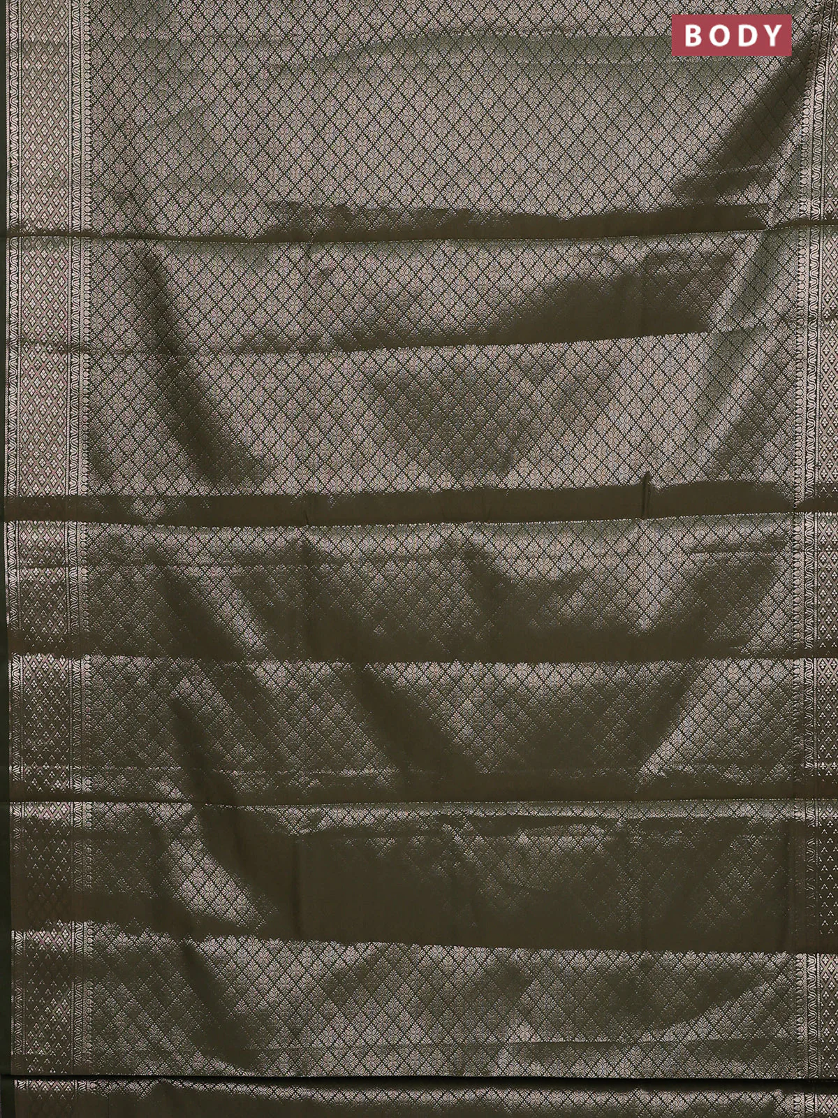 Semi soft silk saree sap green with allover zari woven brocade weaves -Without blouse - Image 2