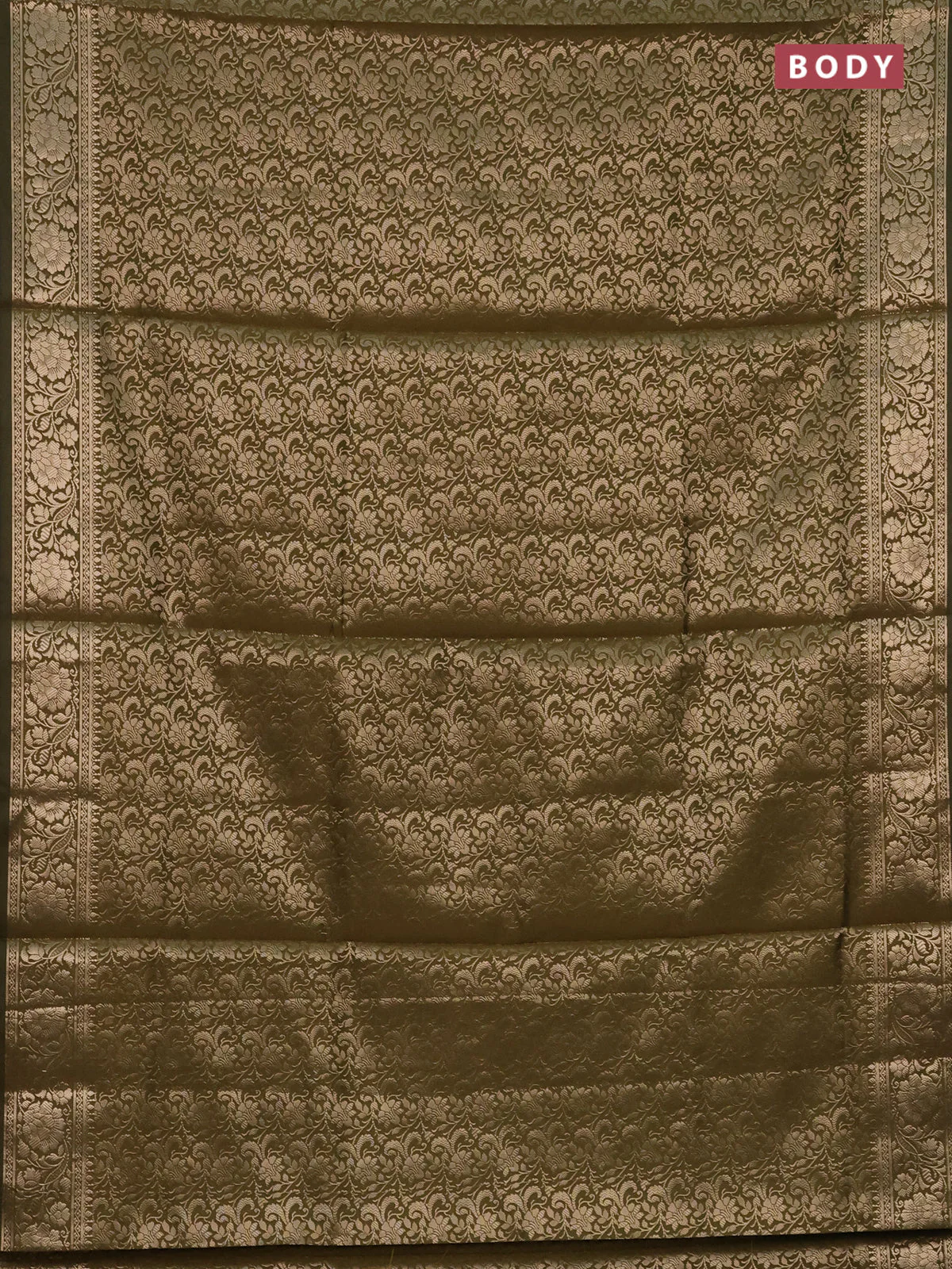 Semi soft silk saree sap green with allover zari woven brocade weaves -Without blouse - Image 2