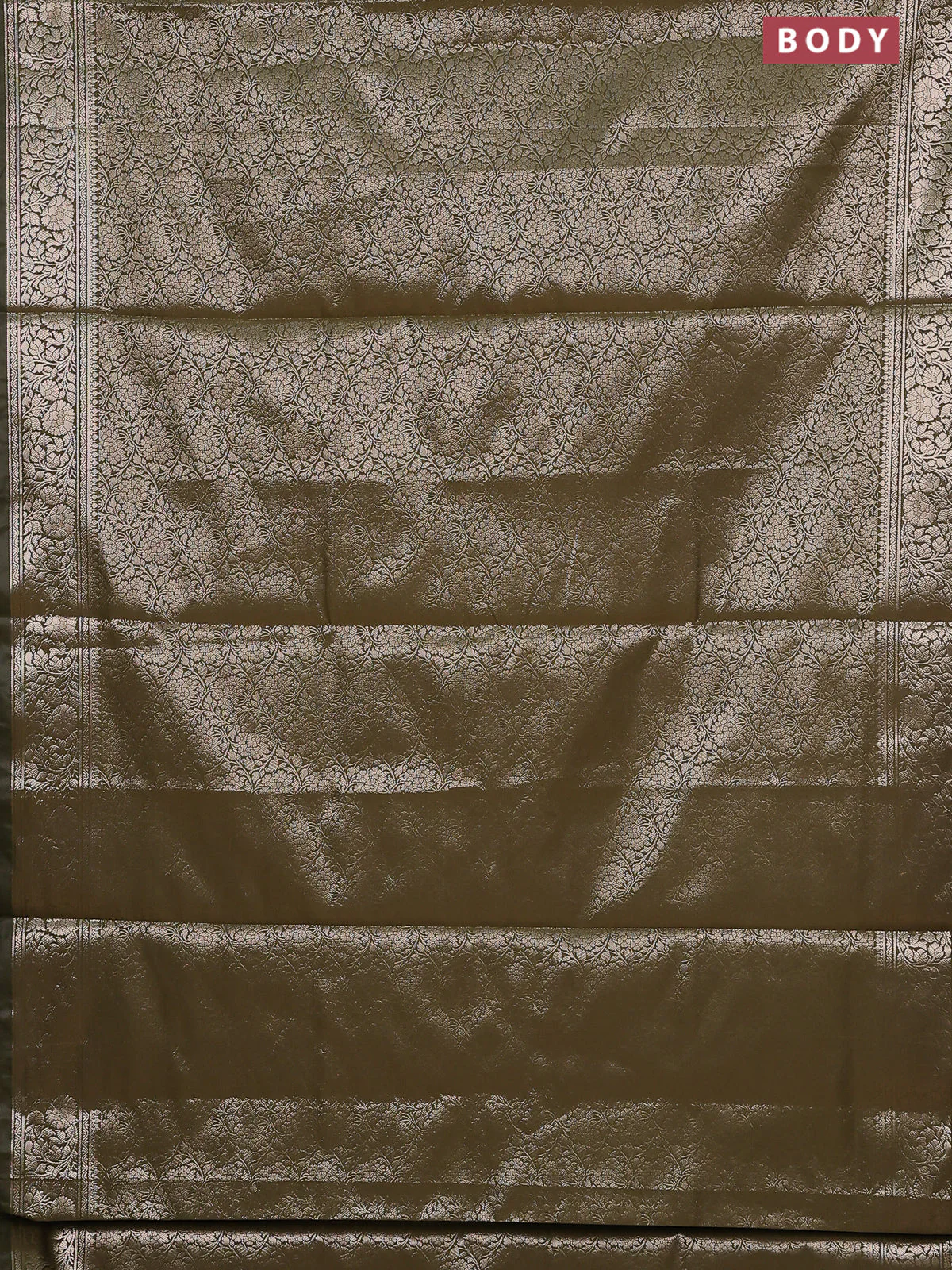 Semi soft silk saree sap green with allover zari woven brocade weaves -Without blouse - Image 2