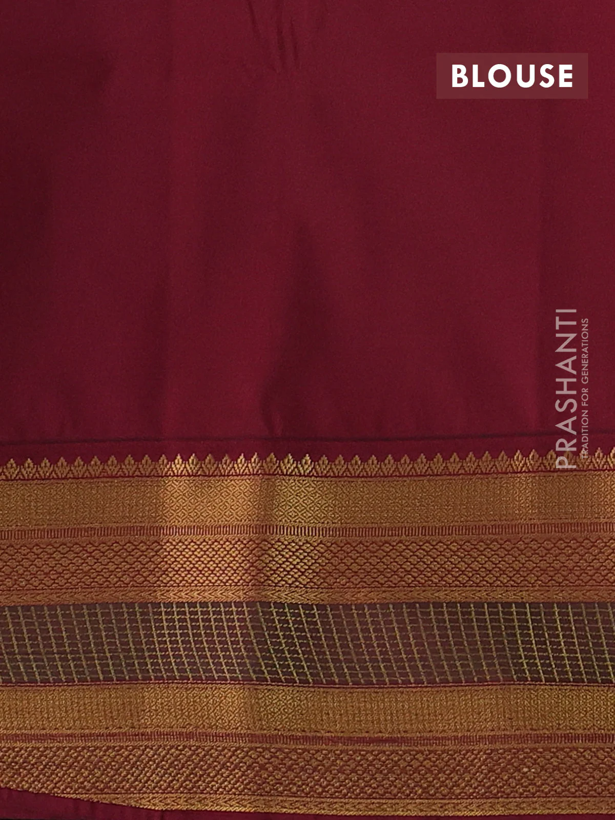 Semi soft silk saree teal blue and deep maroon with allover zari checks & buttas and zari woven border - Image 3