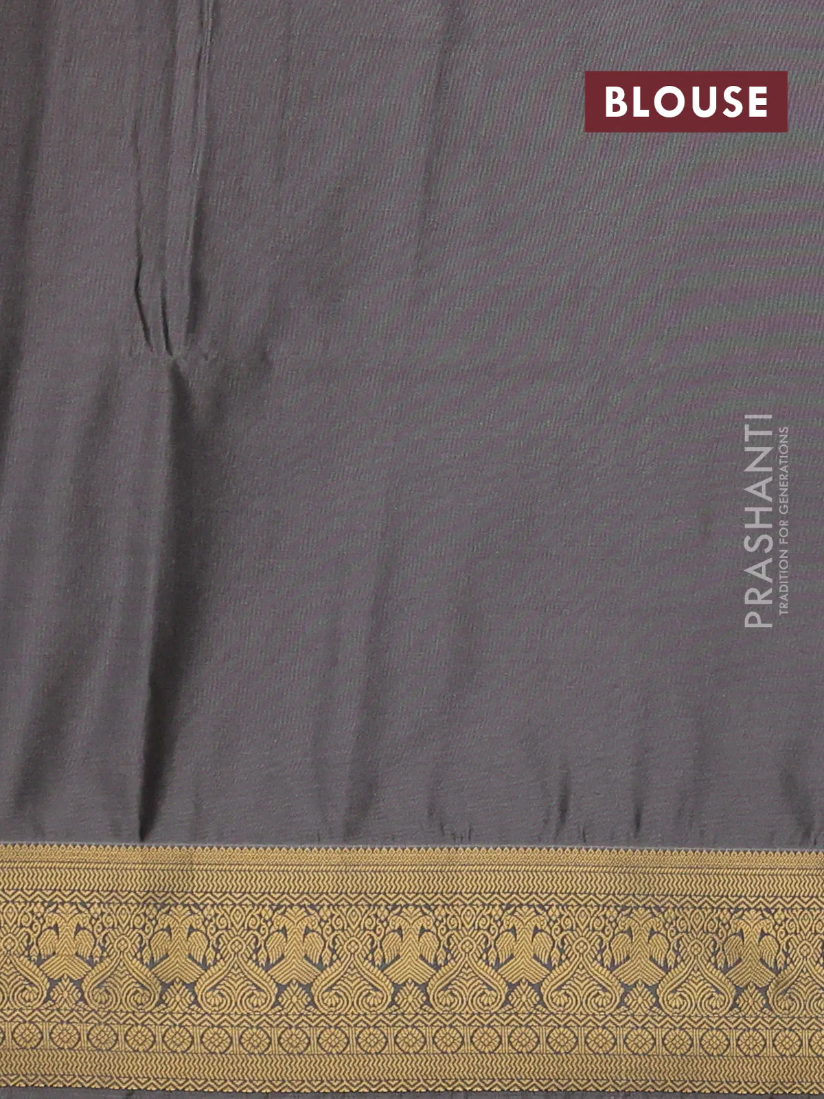 Semi soft silk saree violet and grey with allover zari woven buttas and zari woven korvai border - Image 3