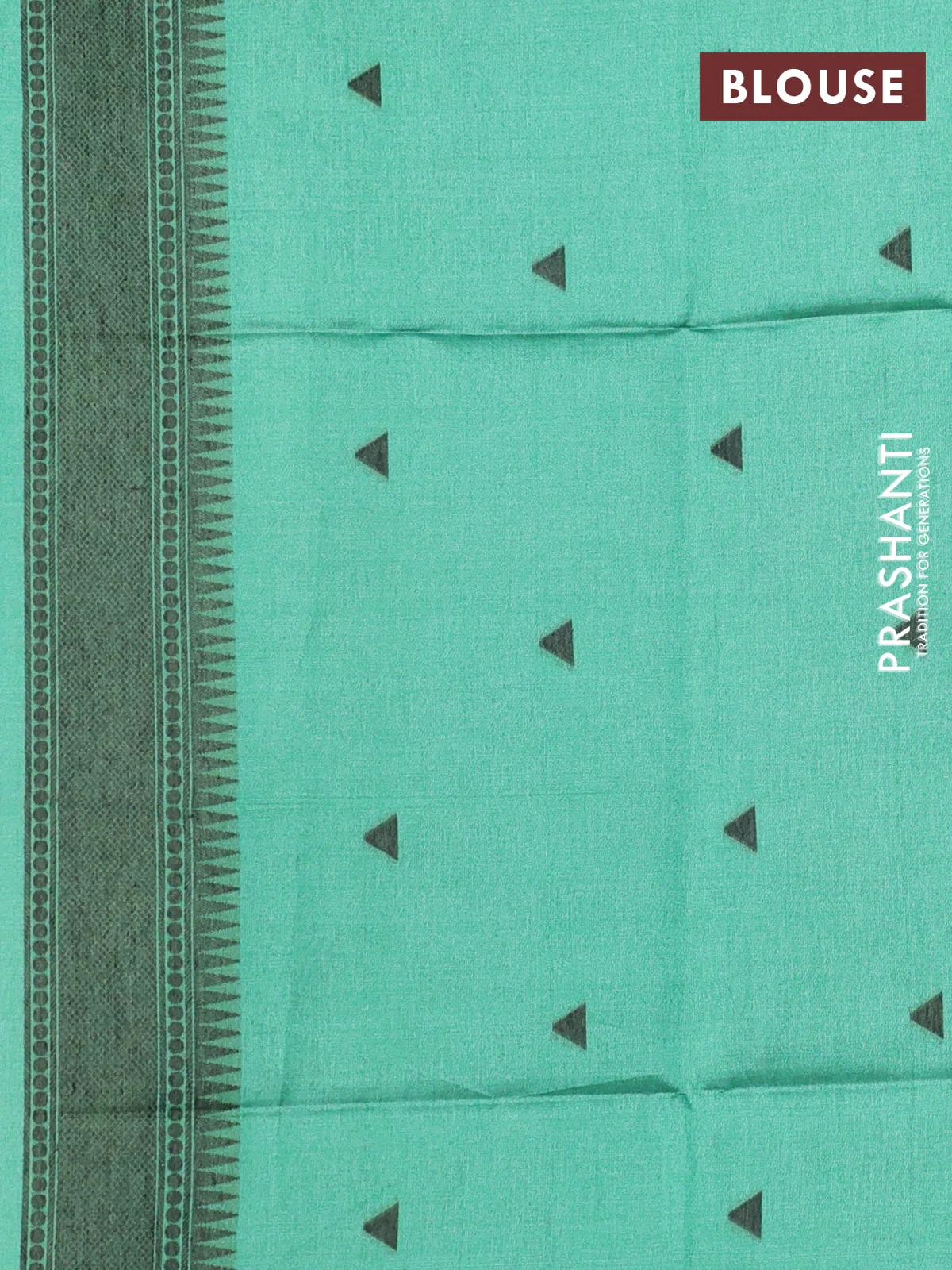 Semi tussar saree beige and green with allover thread weaves and thread woven border - Image 3