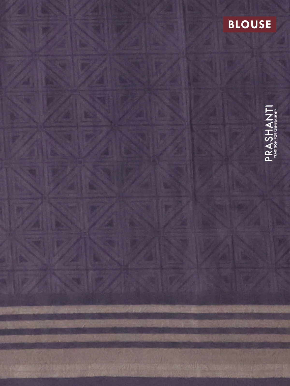 Semi tussar saree beige and jamun shade with allover geometric prints and zari woven border - Image 4