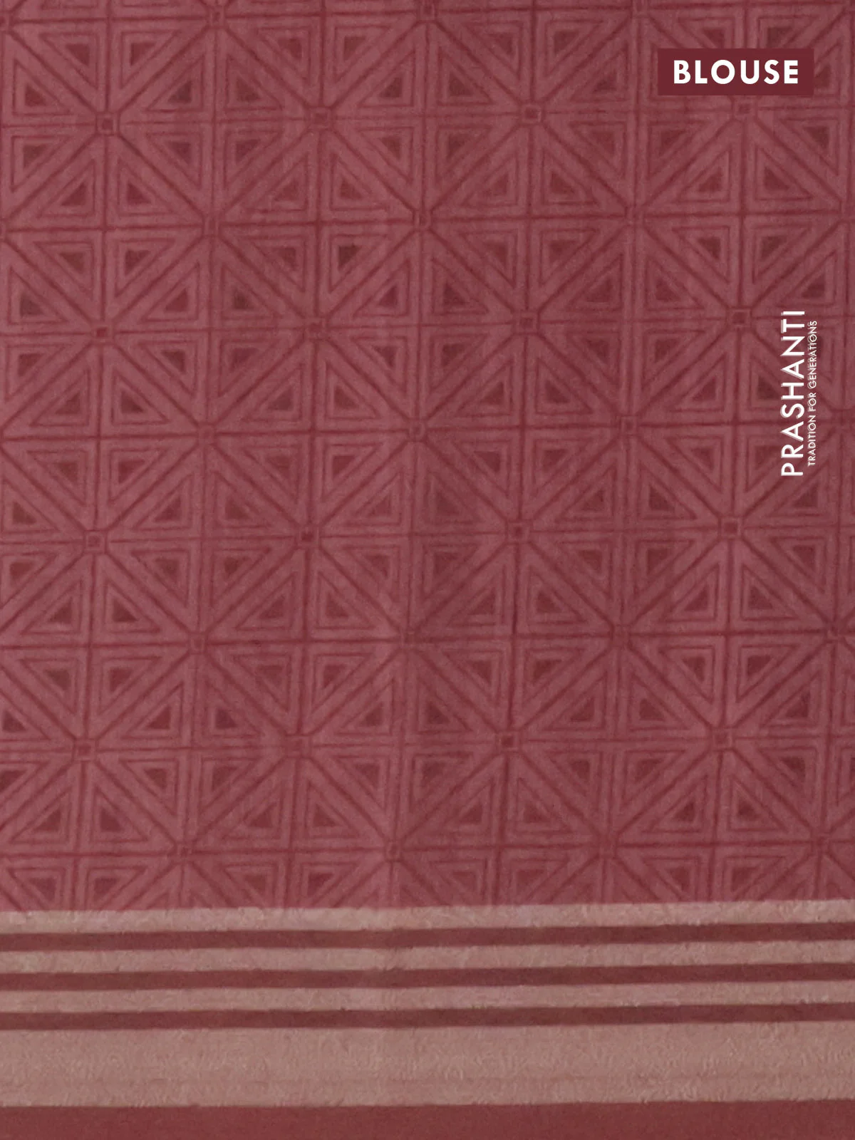Semi tussar saree beige and maroon shade with allover geometric prints and zari woven border - Image 4