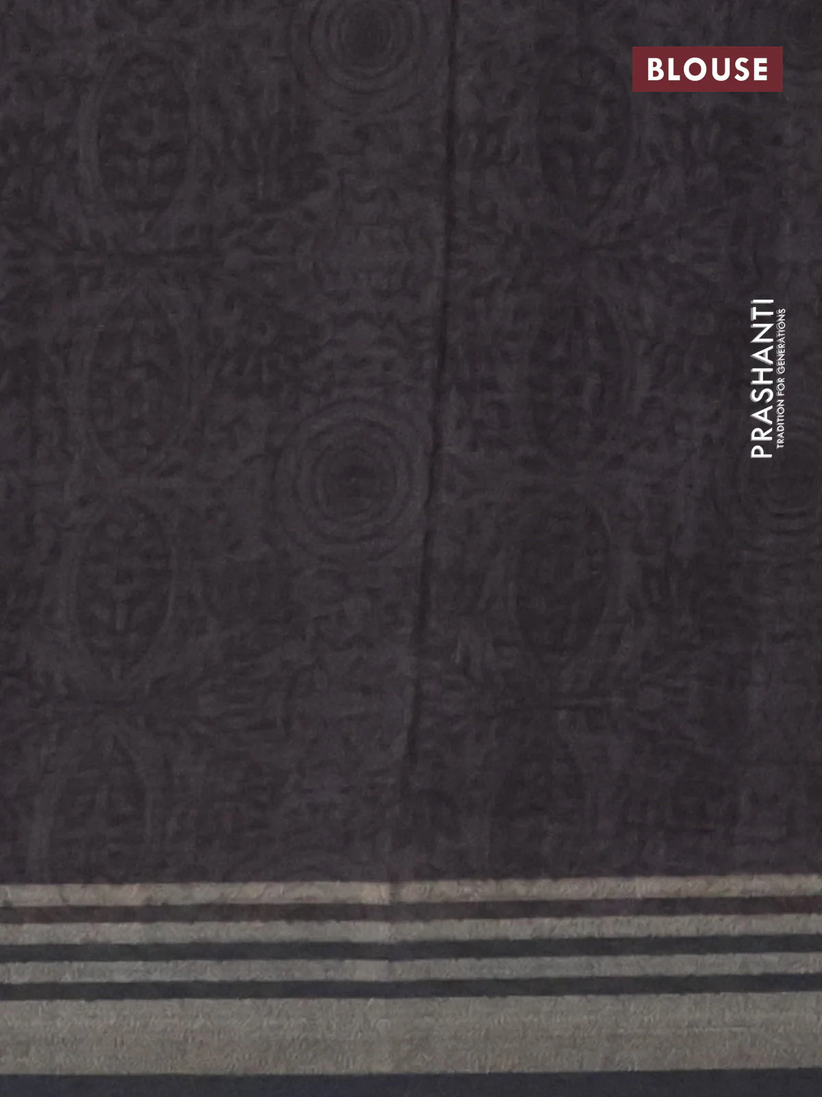 Semi tussar saree beige grey and brown with allover prints and zari woven border - Image 4
