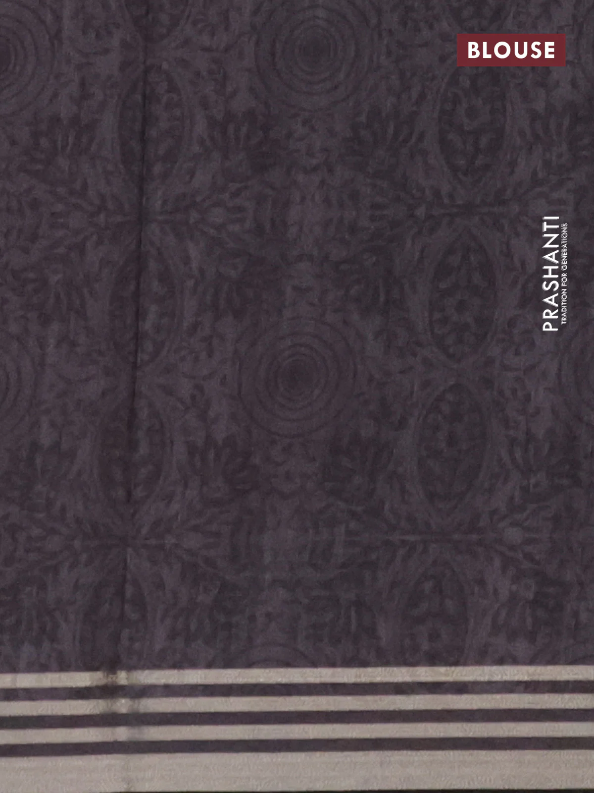 Semi tussar saree beige grey and maroon with allover prints and zari woven border - Image 4
