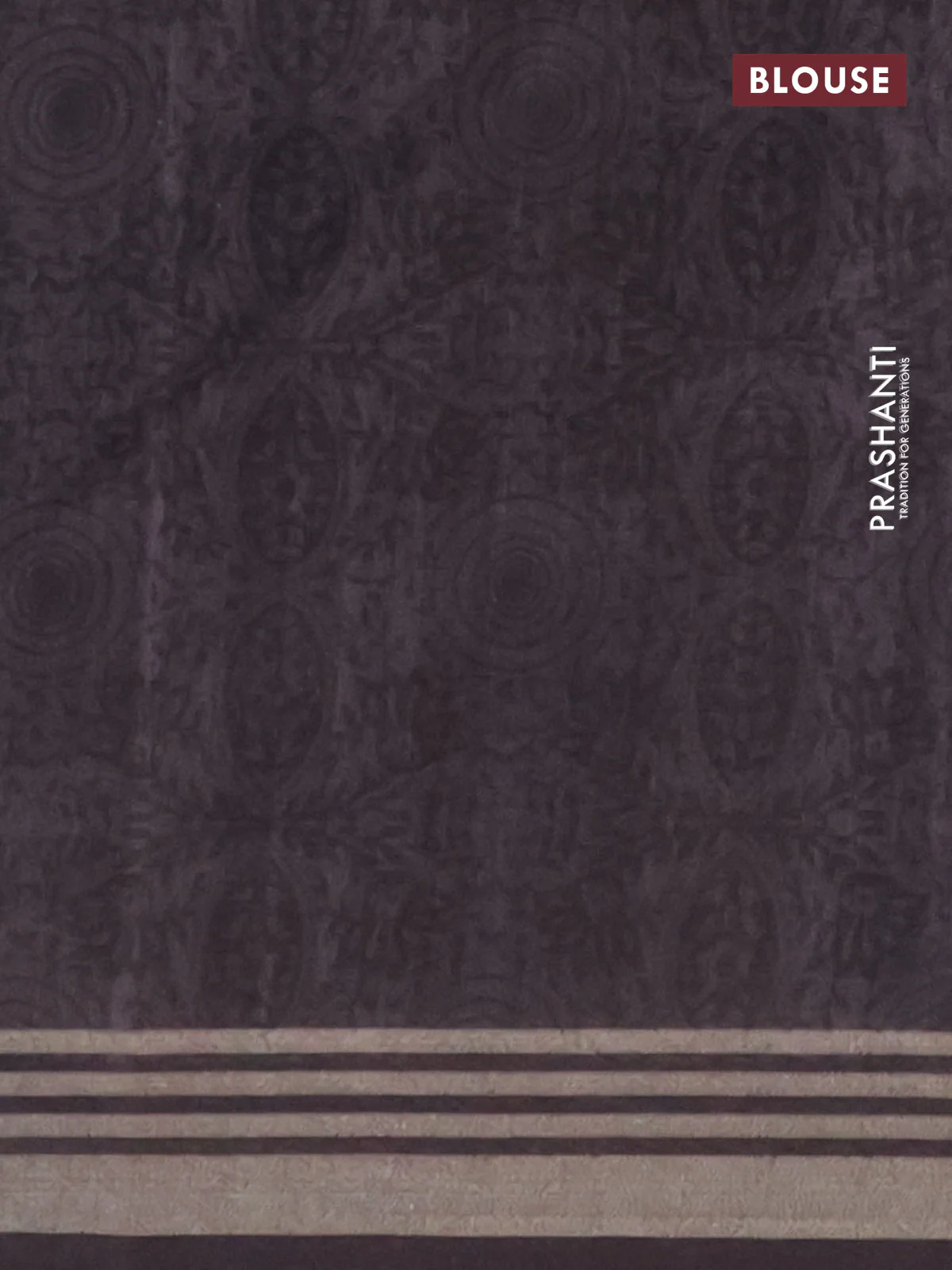 Semi tussar saree beige grey and peacock blue with allover prints and zari woven border - Image 4