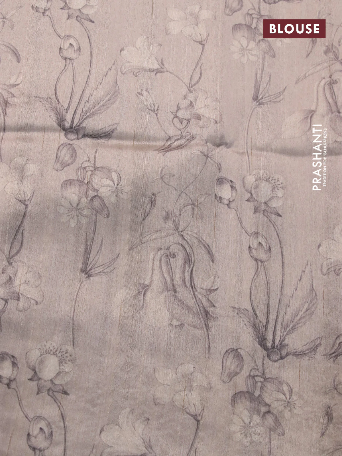 Semi tussar saree beige with allover zig zag digital prints and chikankari work border - Image 4