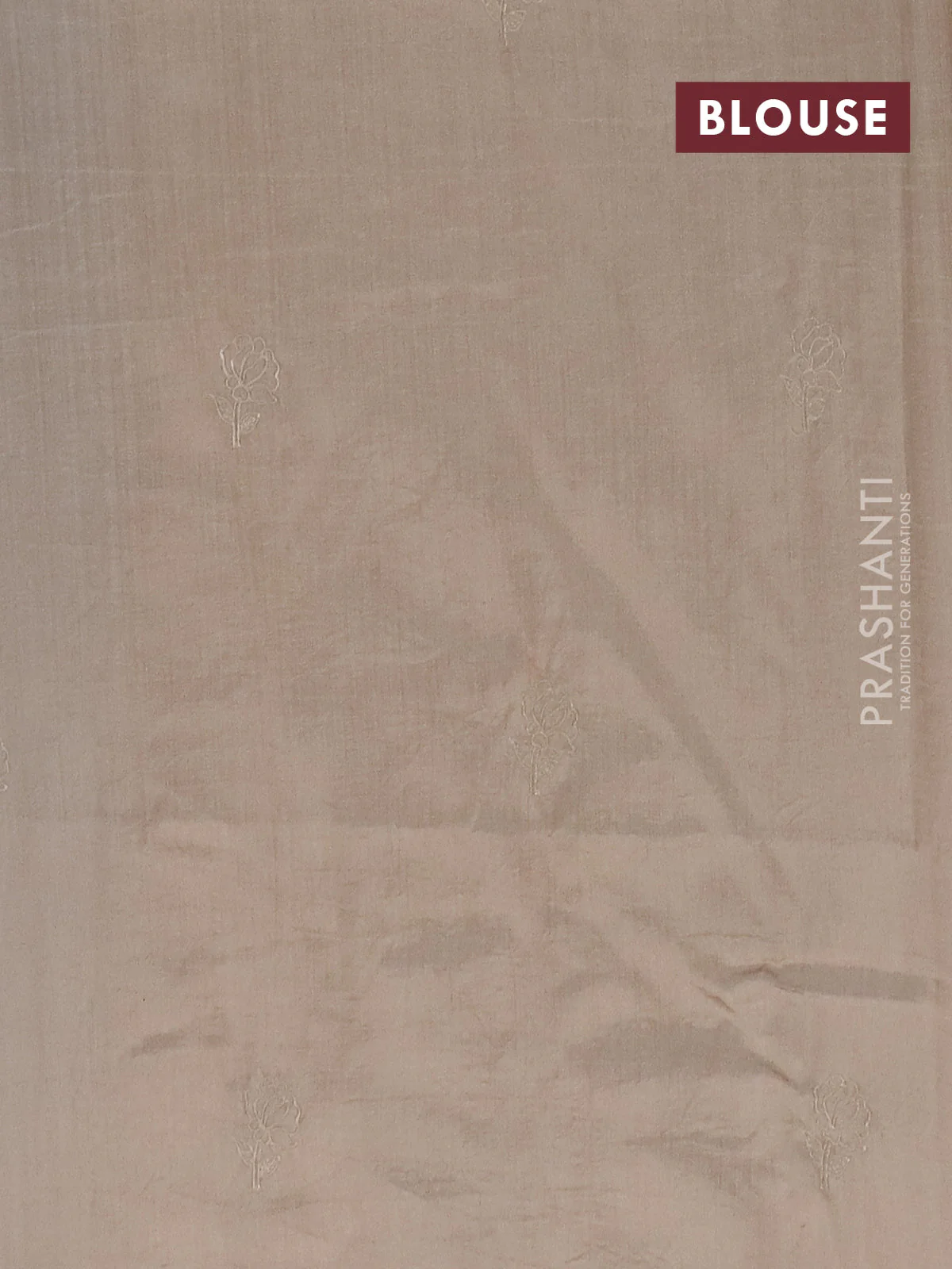 Semi tussar saree beige with floral embroidery work and applique work border - Image 4