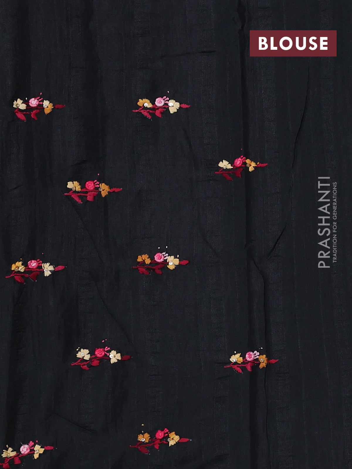 Semi tussar saree black with embroided buttas and embroidery pallu - Image 3