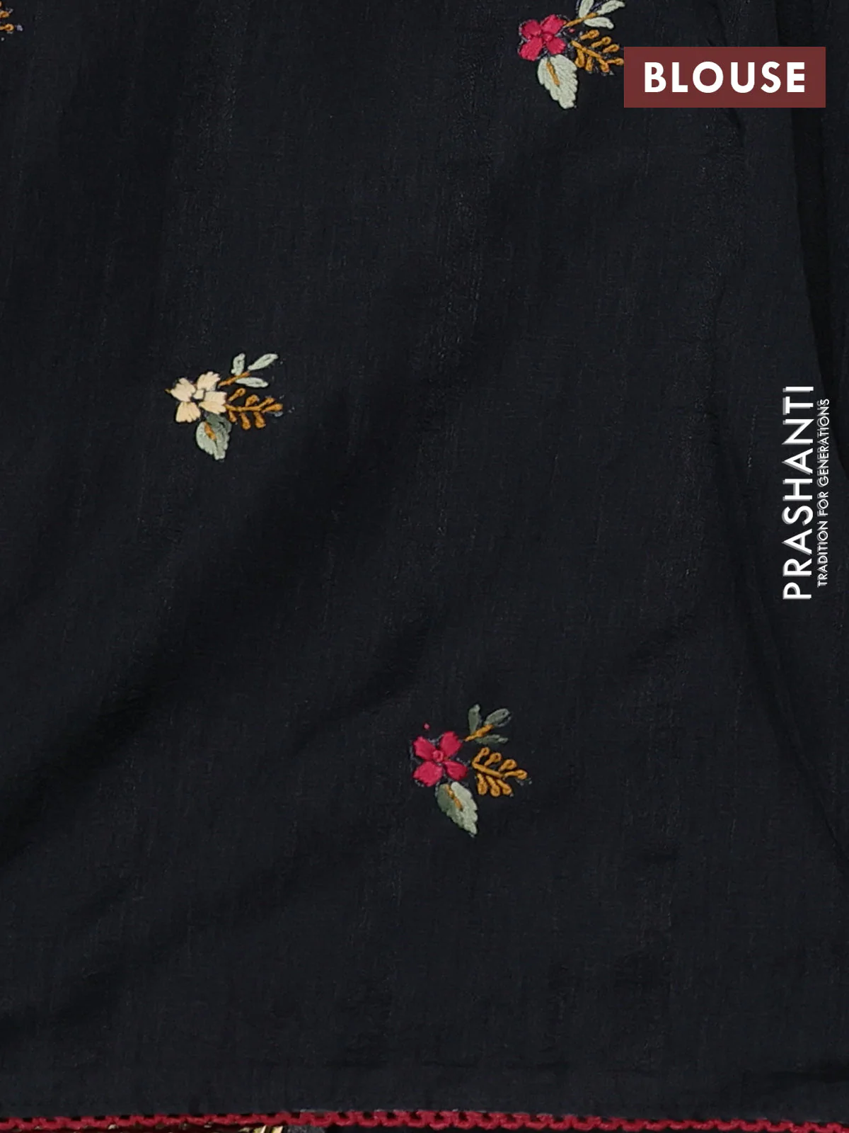 Semi tussar saree black with embroided buttas and embroidery pallu - Image 3