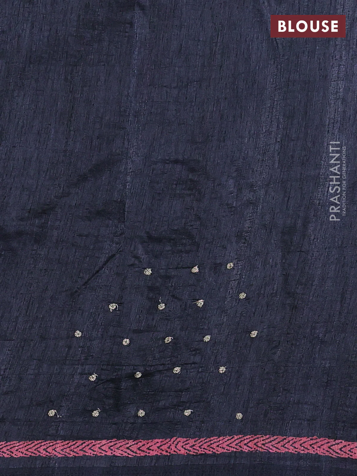 Semi tussar saree black with plain body and embroidered pallu - Image 3