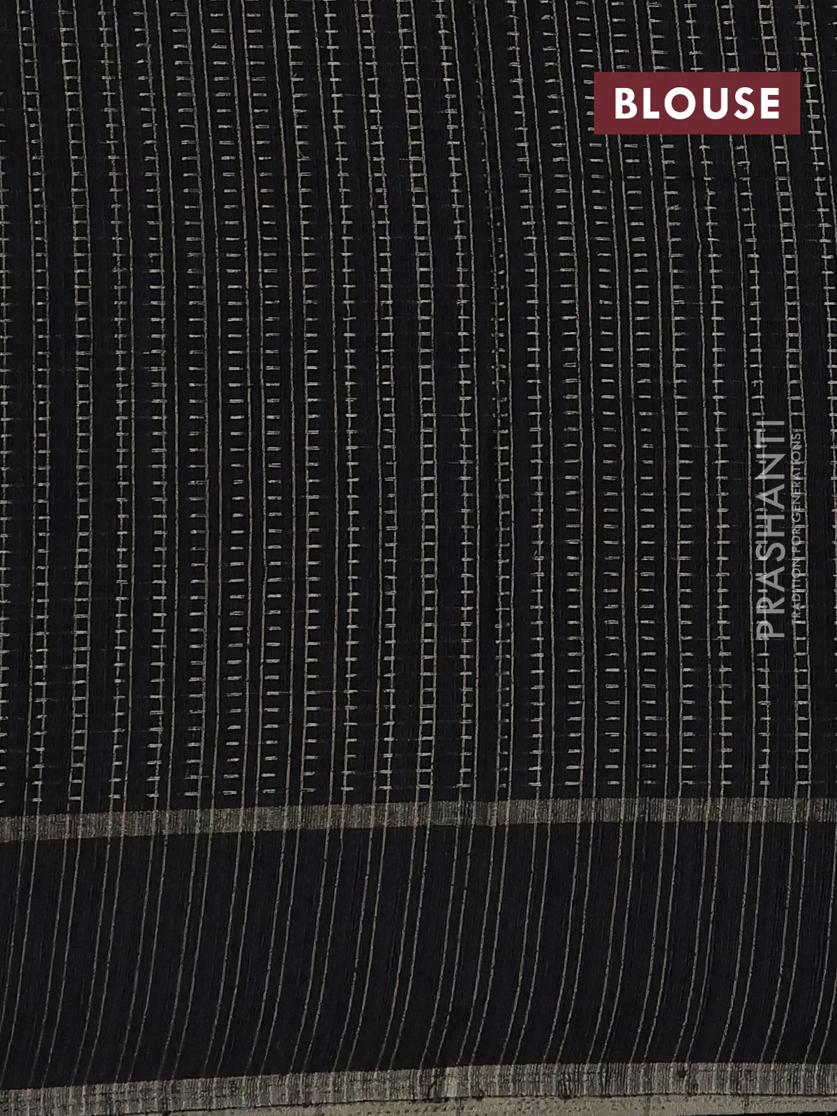 Semi tussar saree black with zari weaves and embroidery border - Image 3