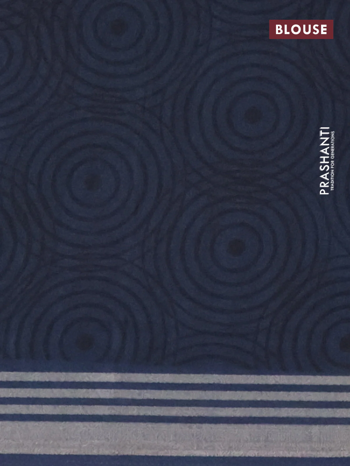 Semi tussar saree blue and beige with allover geometric prints and zari woven border - Image 4