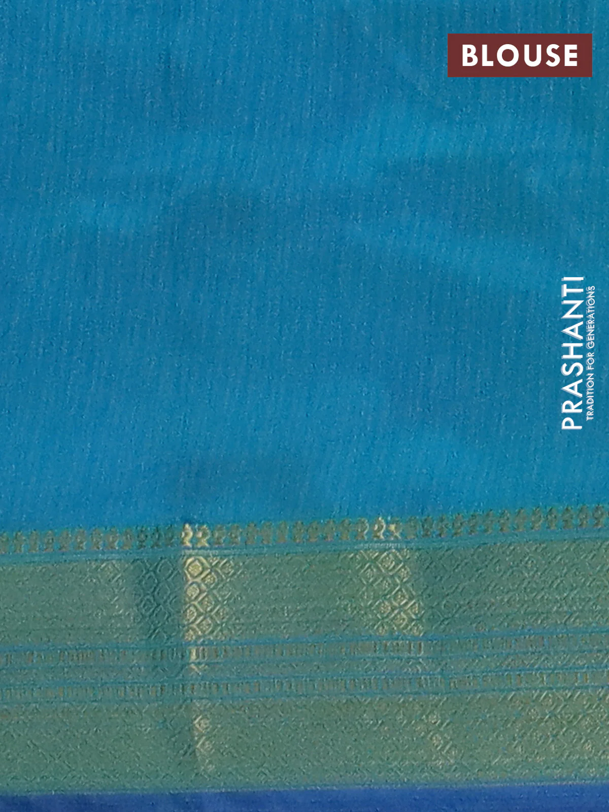 Semi tussar saree blue and cs blue with allover ikat prints and zari woven border - Image 4
