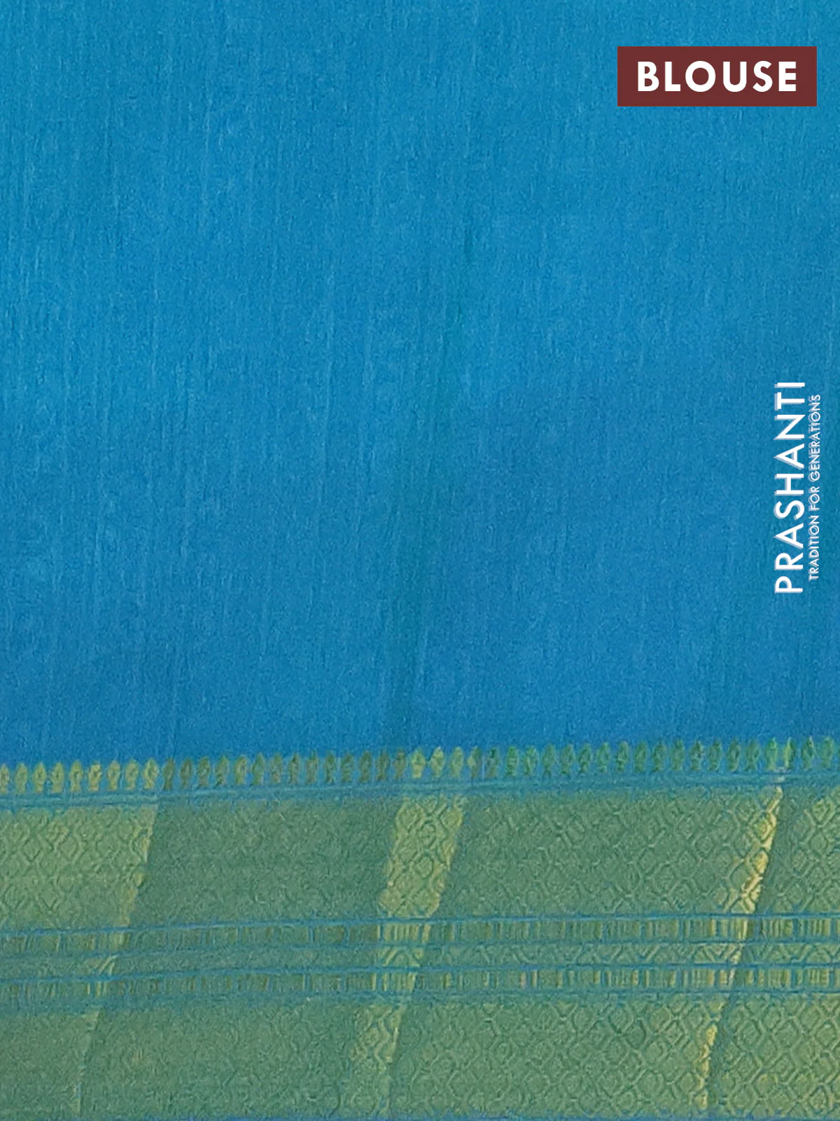 Semi tussar saree blue and dual shade of blue with allover ikat prints and zari woven border - Image 4
