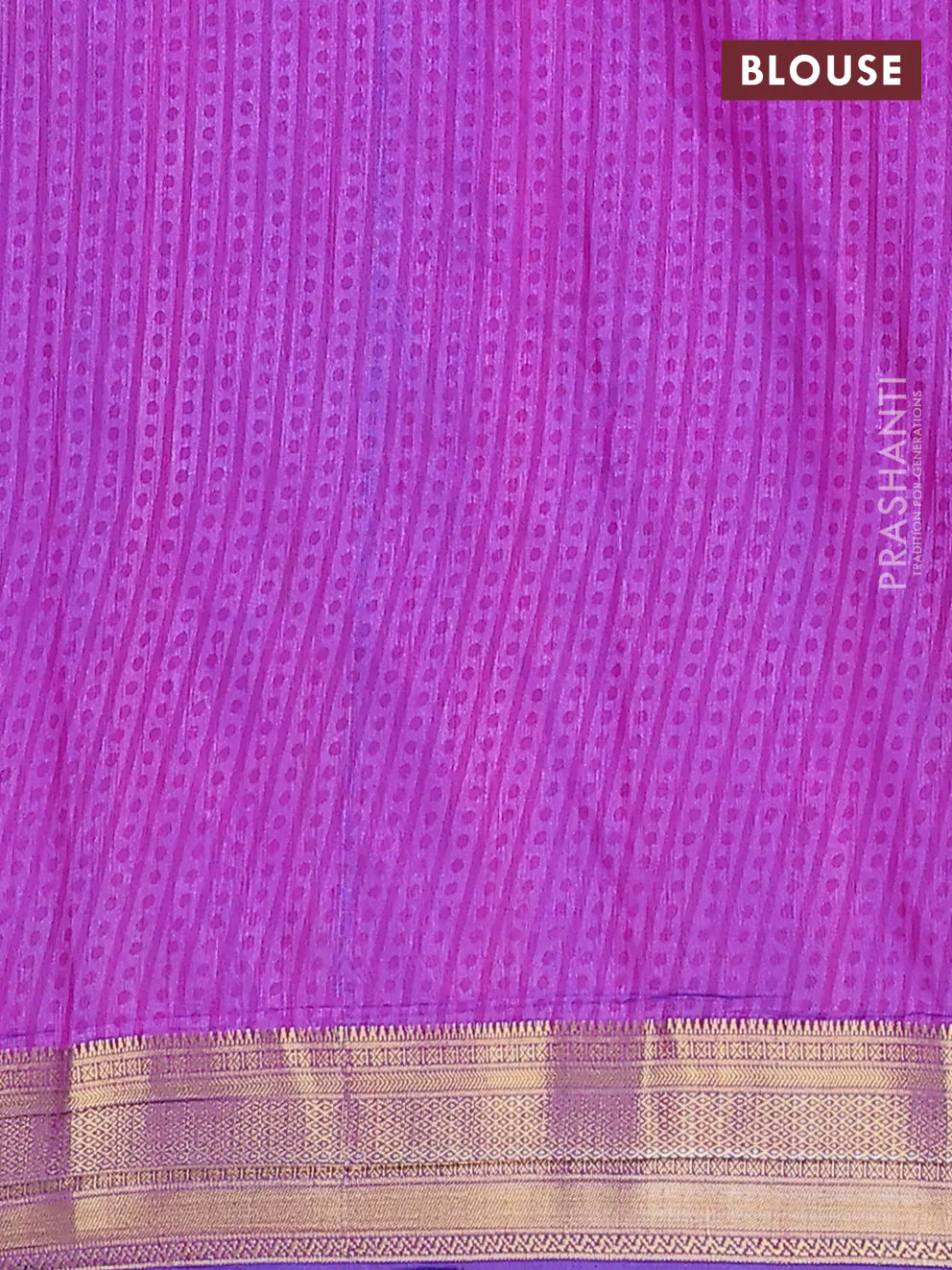 Semi tussar saree blue and purple with allover ikat prints and zari woven border - Image 4
