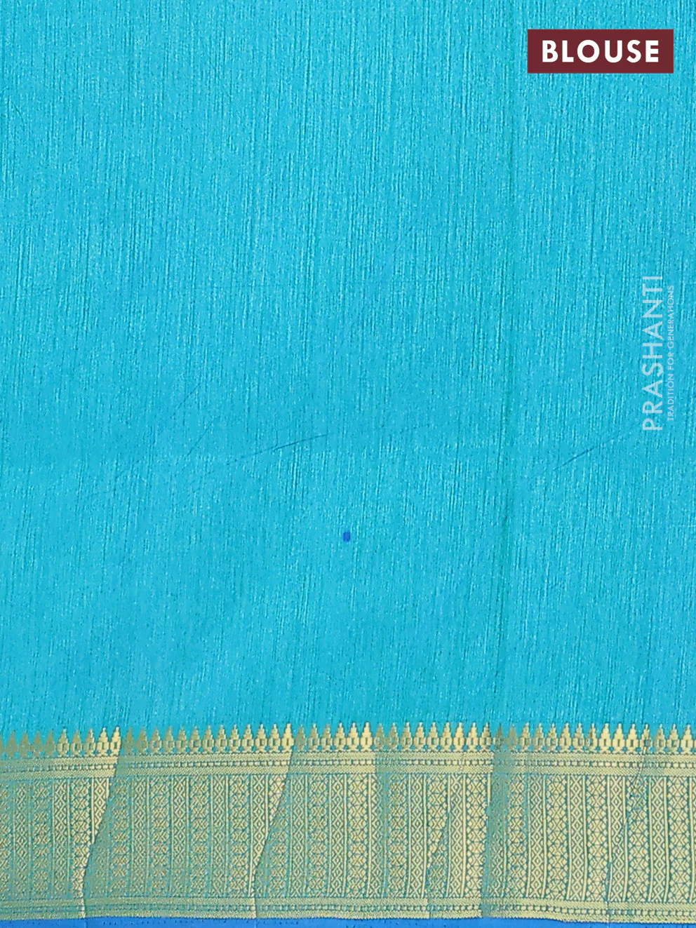 Semi tussar saree blue and teal shade with allover ikat prints and zari woven border - Image 4