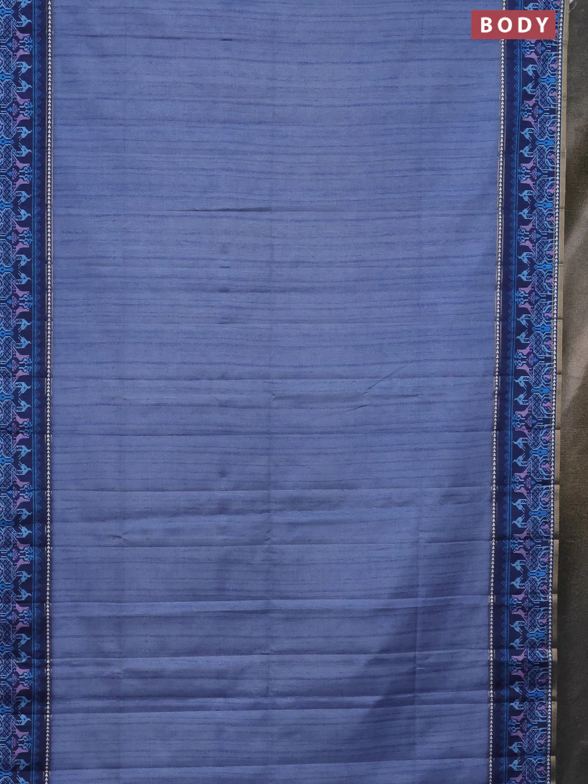 Semi tussar saree blue shade and blue with plain body and patola printed border - Image 2